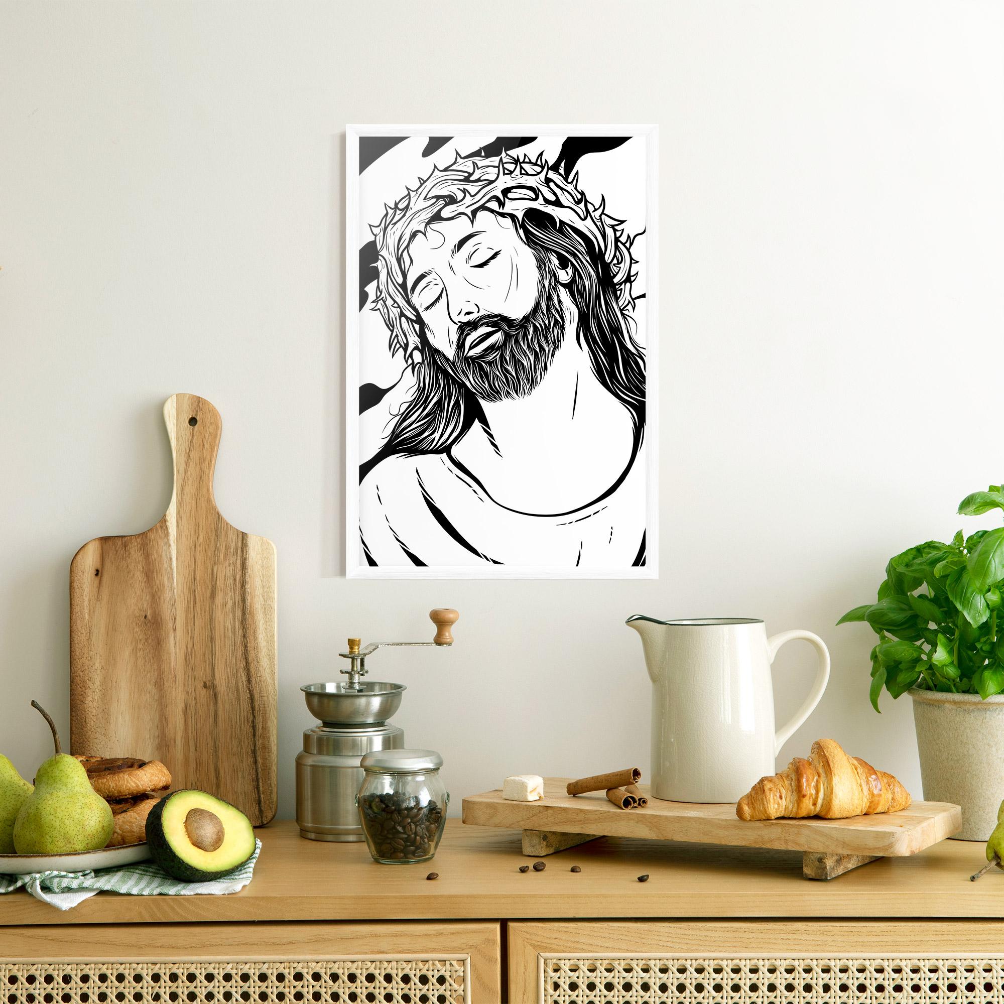 Keretezett Poszter Black White Jesus mockup 8