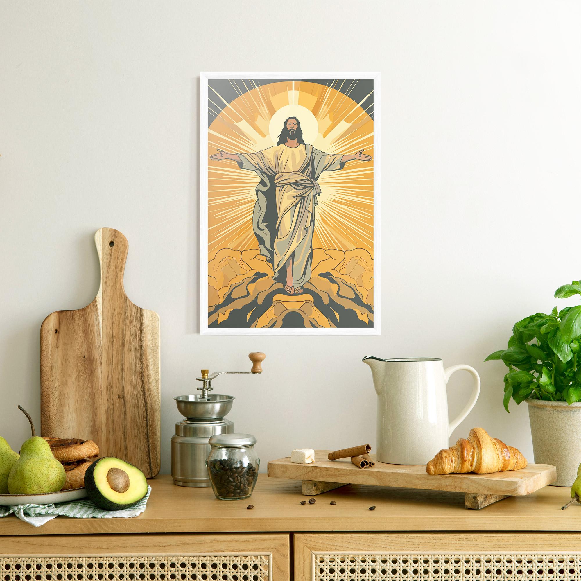 Keretezett Poszter Sunset Jesus mockup 8