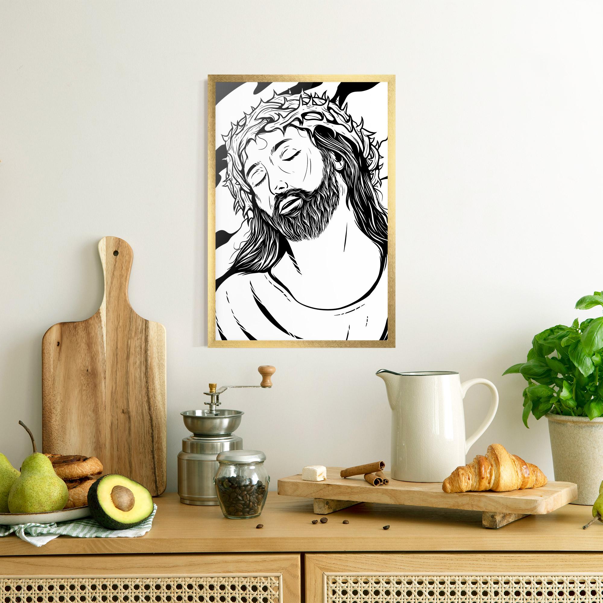 Keretezett Poszter Black White Jesus mockup 8