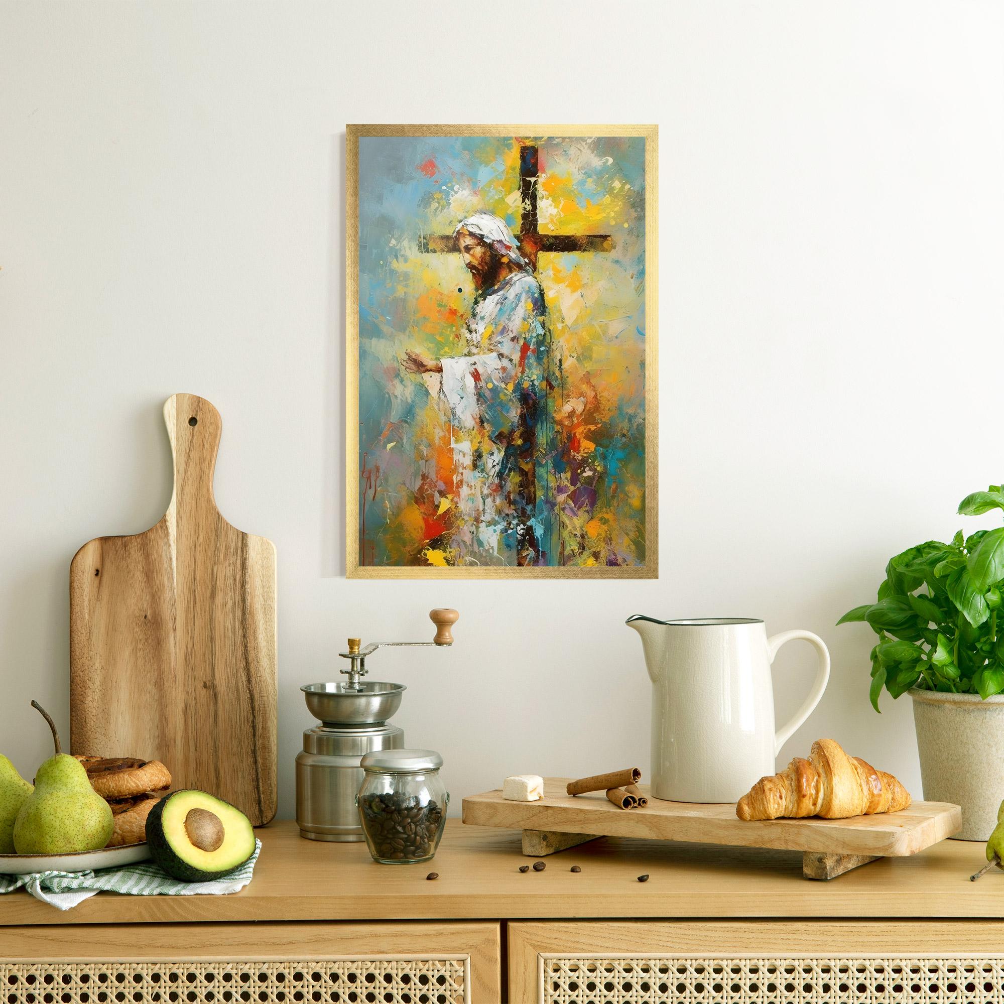Keretezett Poszter Christ Art Painting mockup 8