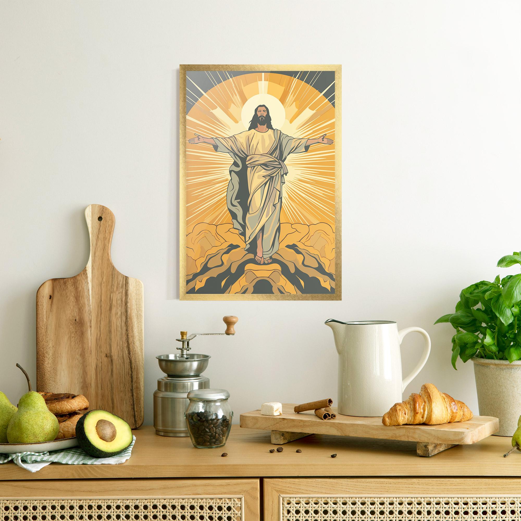 Keretezett Poszter Sunset Jesus mockup 8