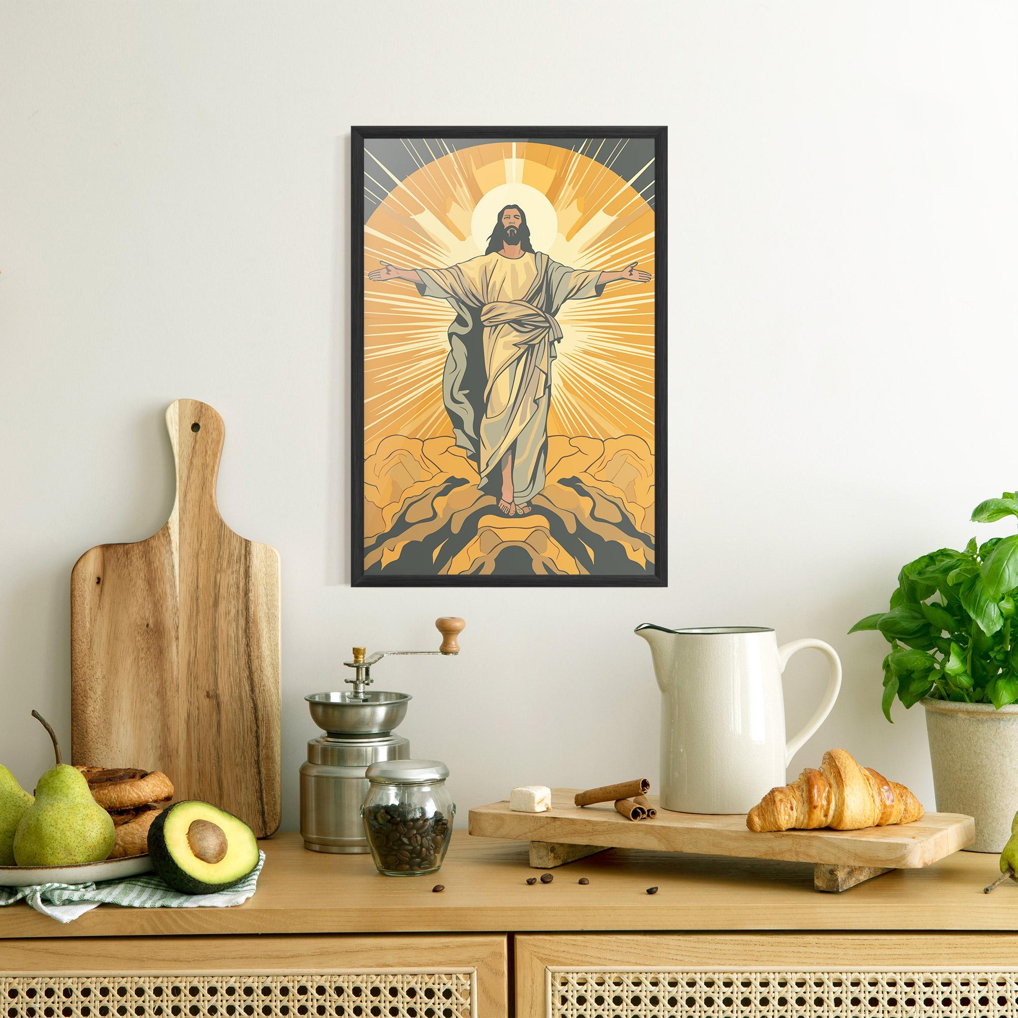 Keretezett Poszter Sunset Jesus mockup 8