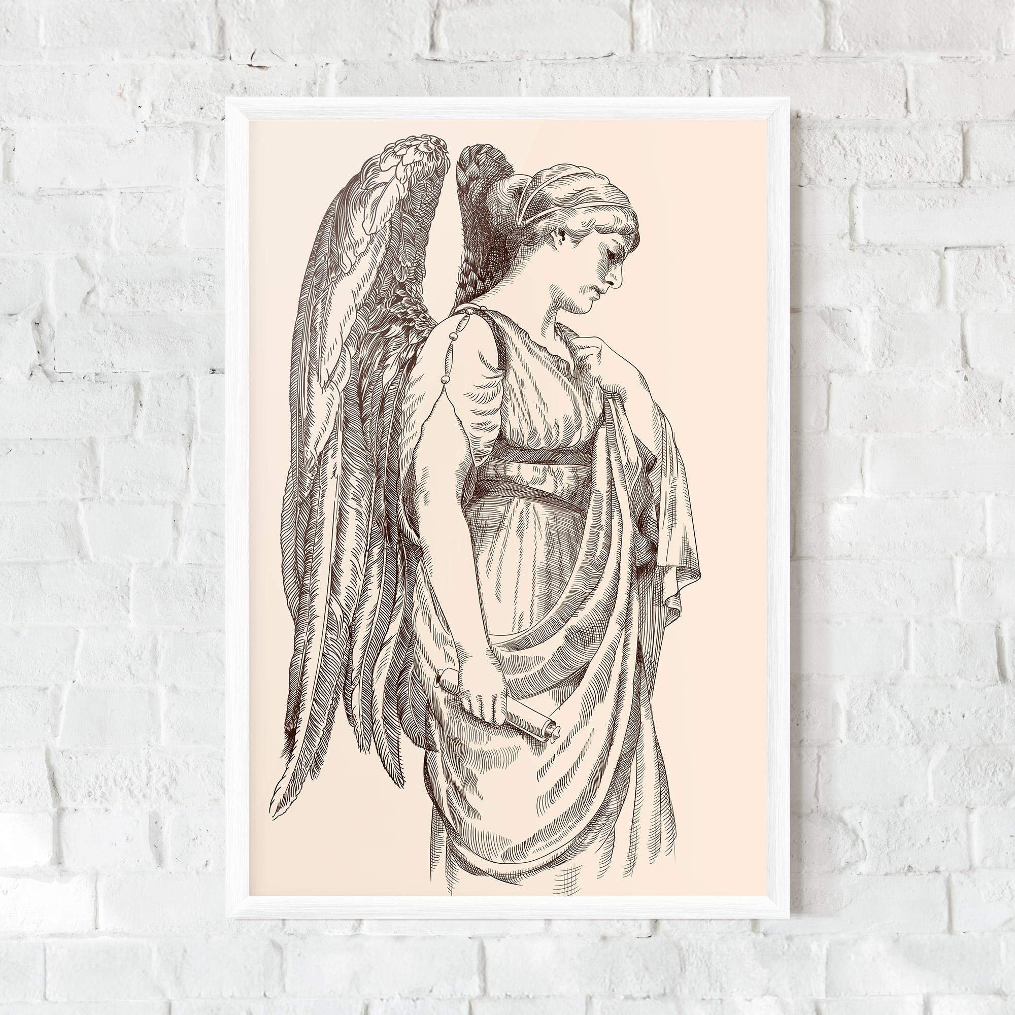 Keretezett Poszter Angel Brown Line mockup 0