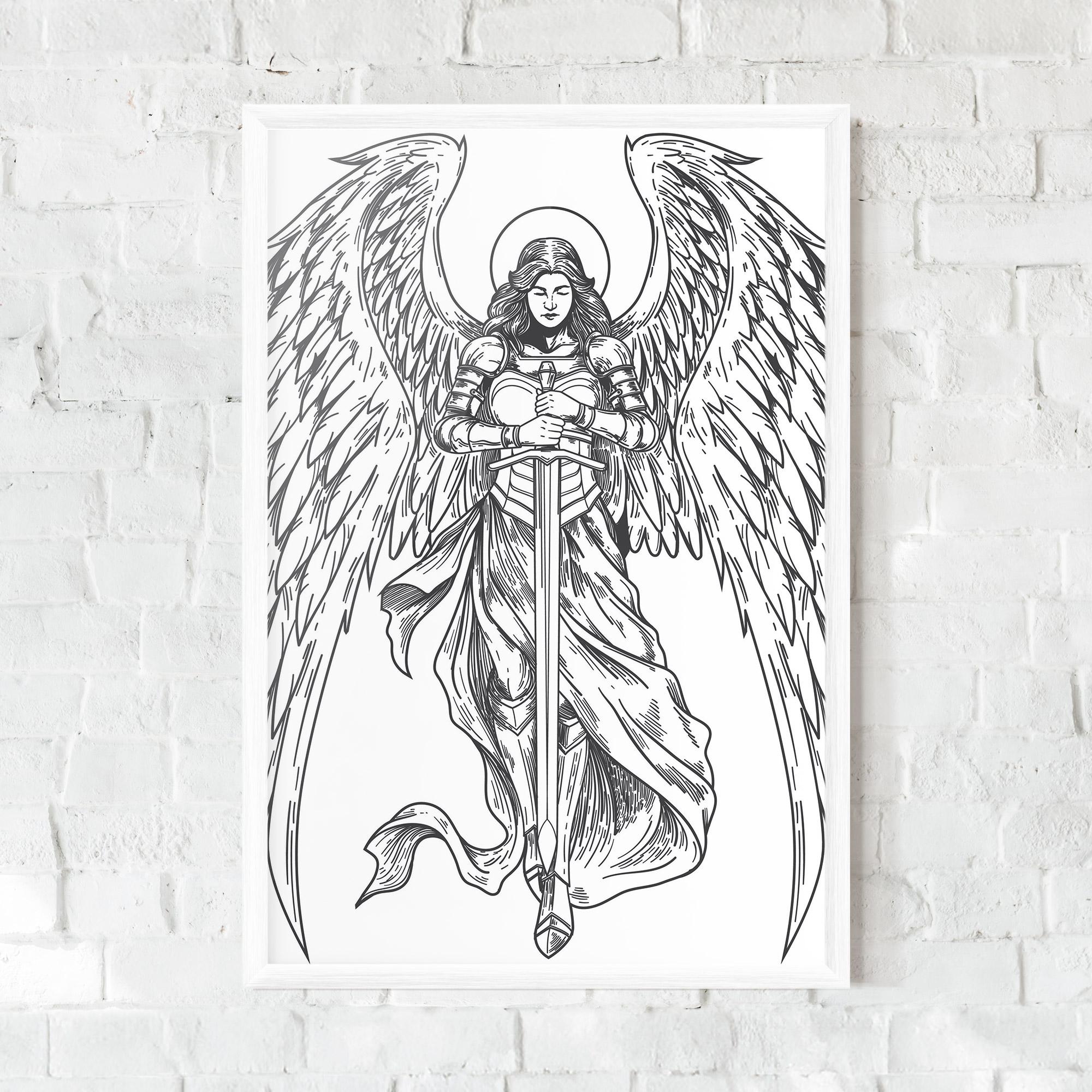 Keretezett Poszter Grey Line Angel mockup 0