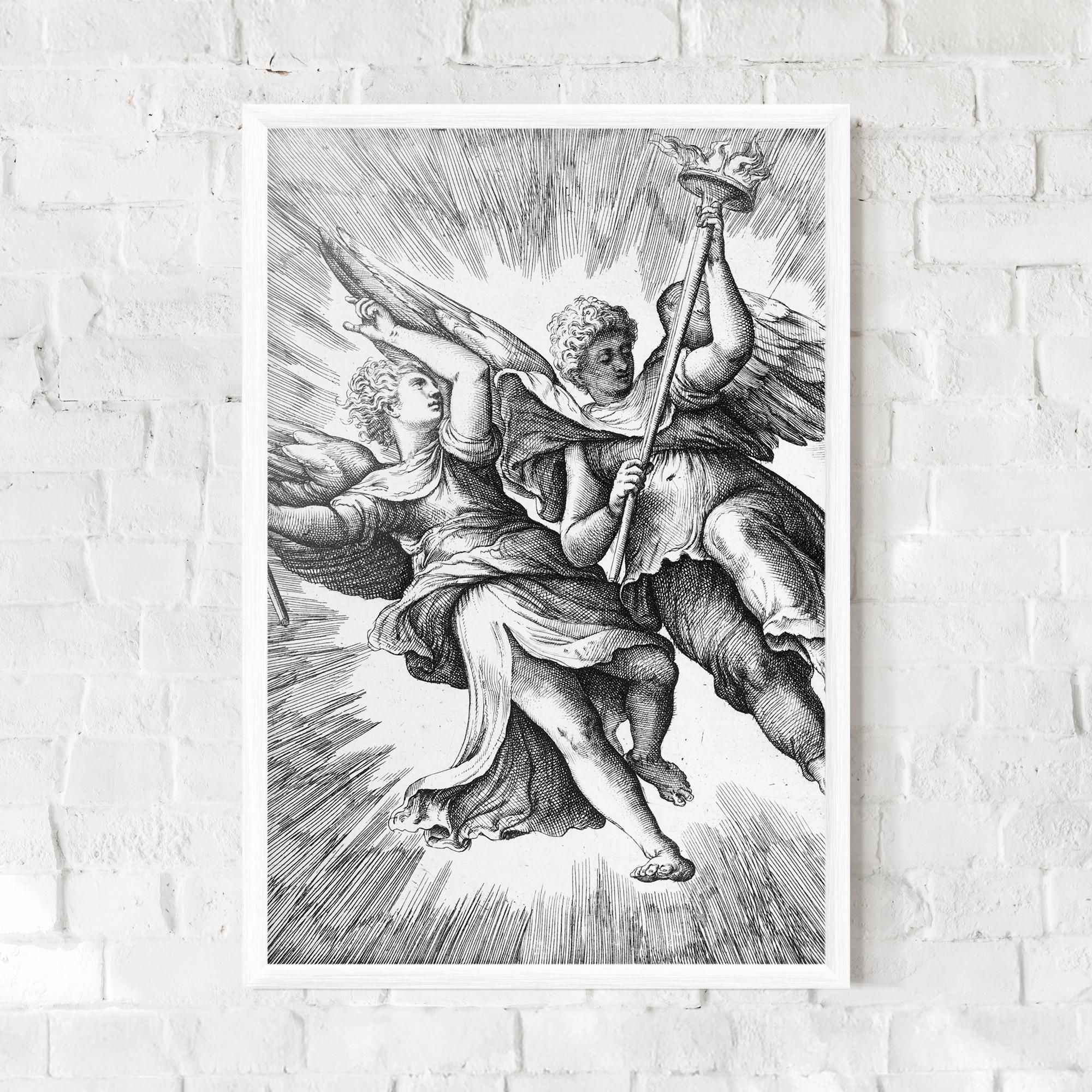 Keretezett Poszter Hand Drawn Angels mockup 0