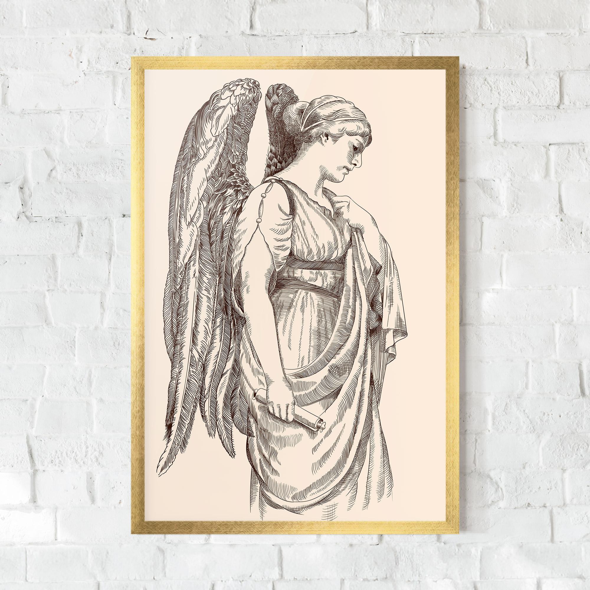 Keretezett Poszter Angel Brown Line mockup 0