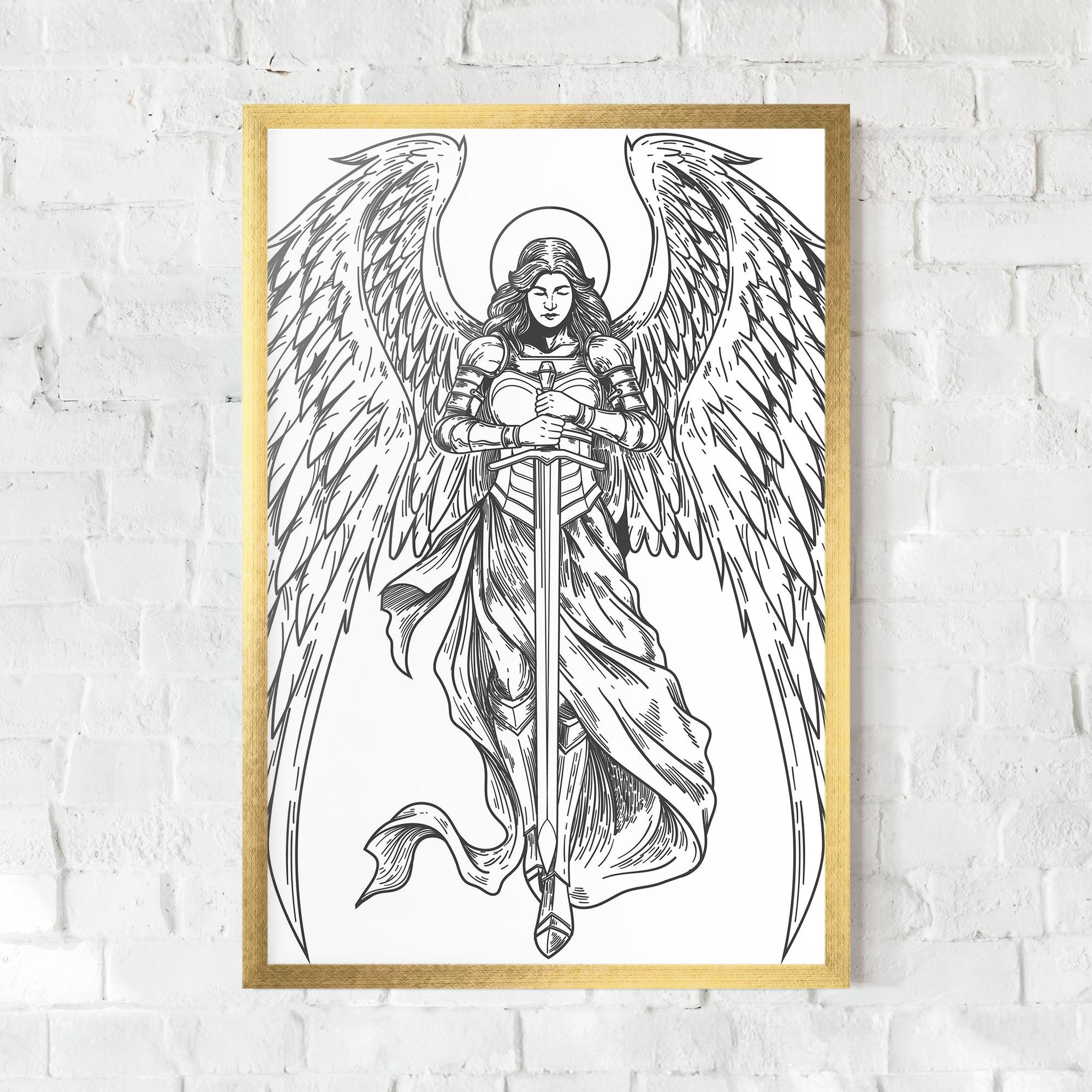 Keretezett Poszter Grey Line Angel mockup 0