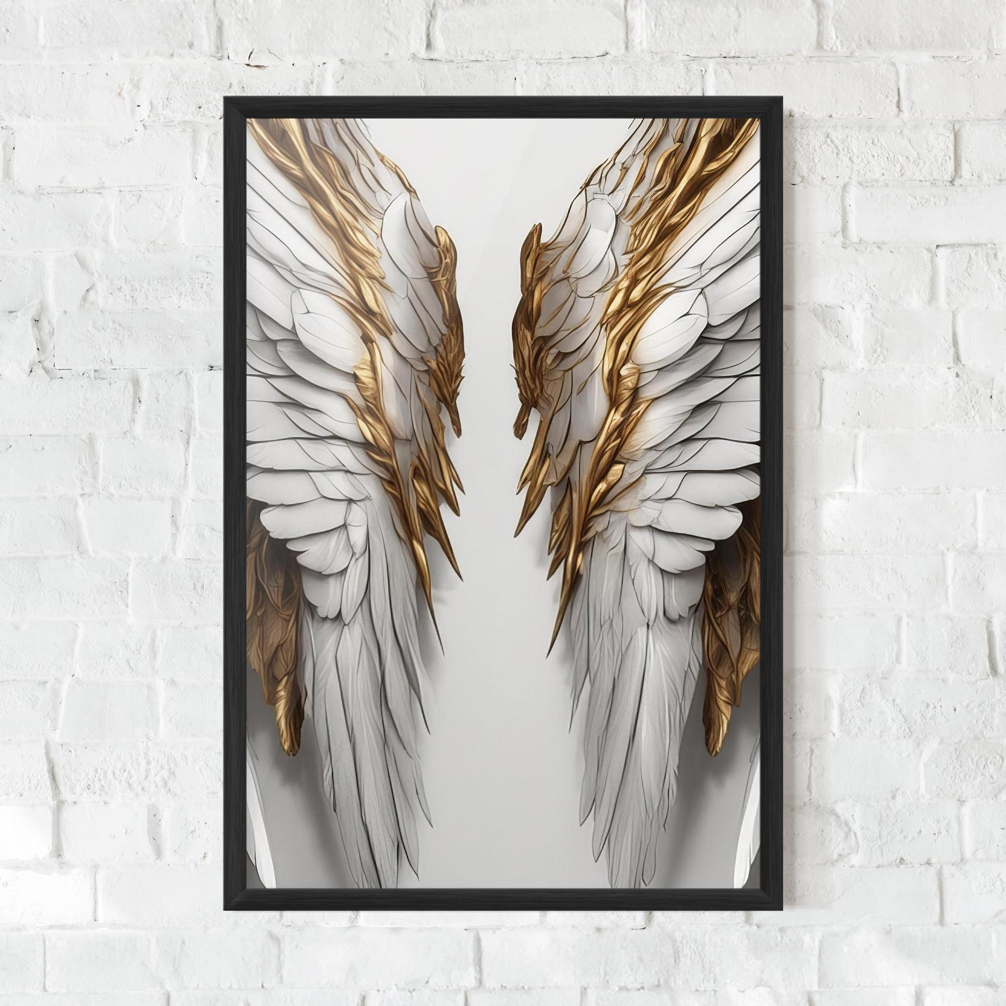Keretezett Poszter Realistic Gold Angel Wings mockup 0