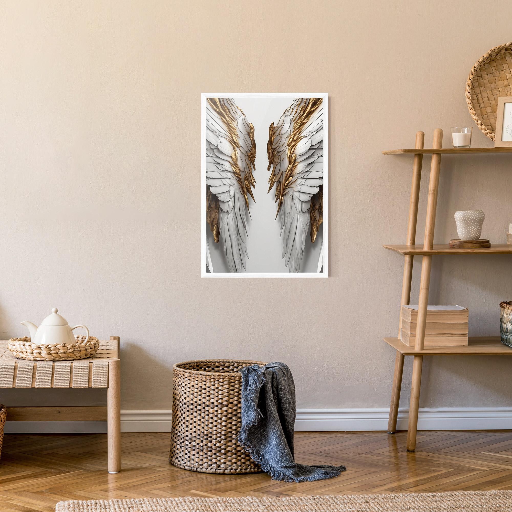 Keretezett Poszter Realistic Gold Angel Wings mockup 9