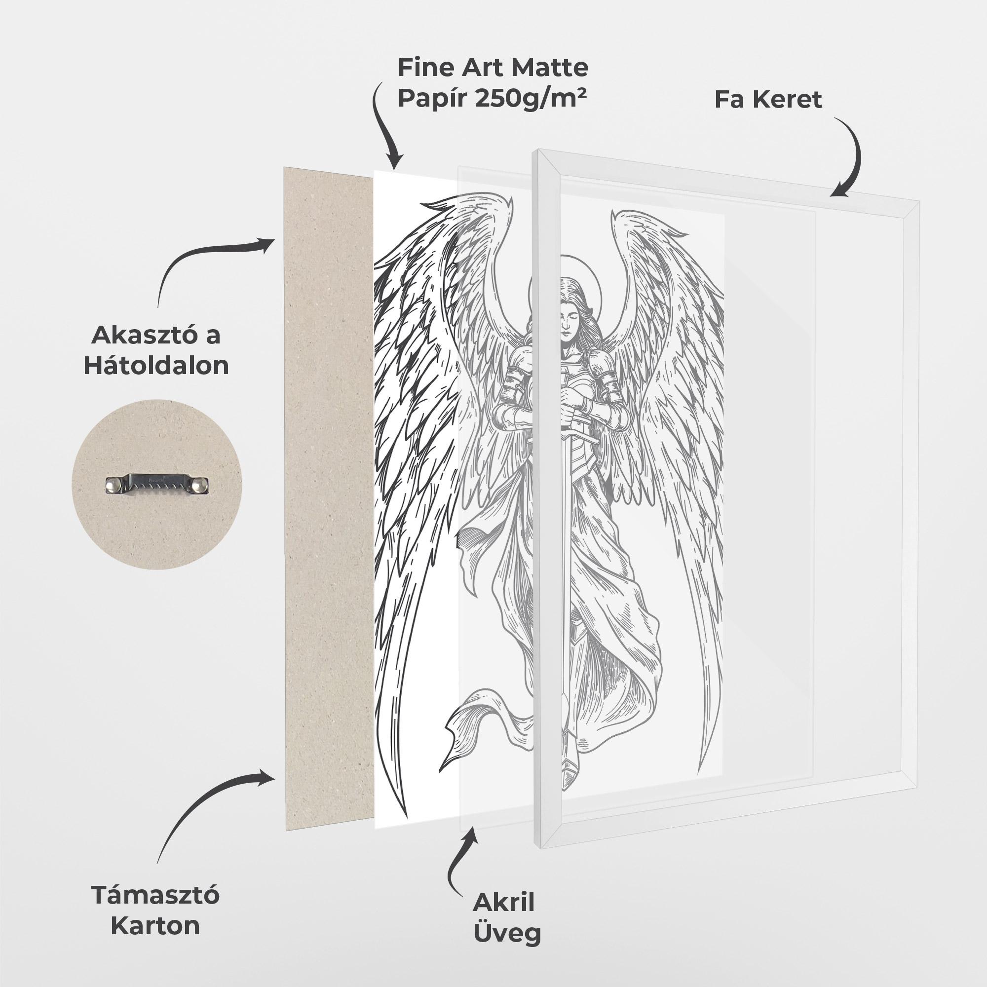 Keretezett Poszter Grey Line Angel mockup 1