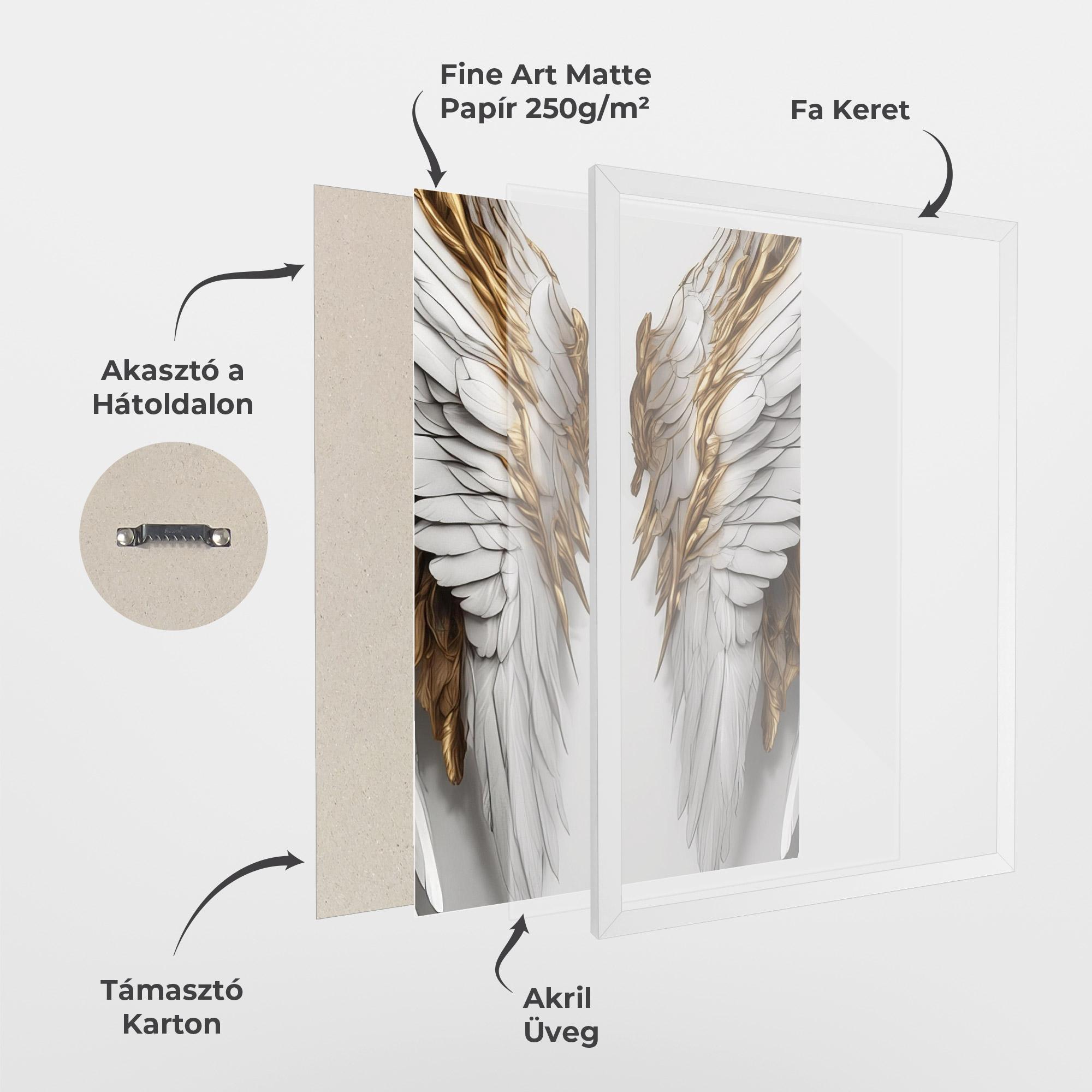 Keretezett Poszter Realistic Gold Angel Wings mockup 1