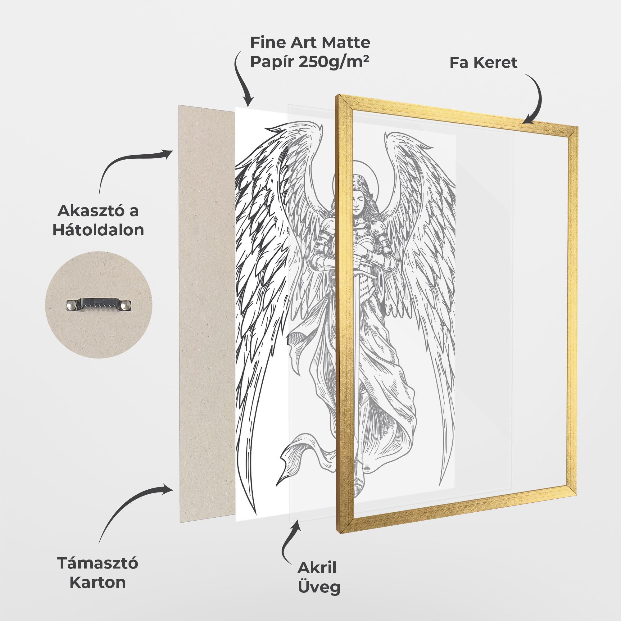 Keretezett Poszter Grey Line Angel mockup 1