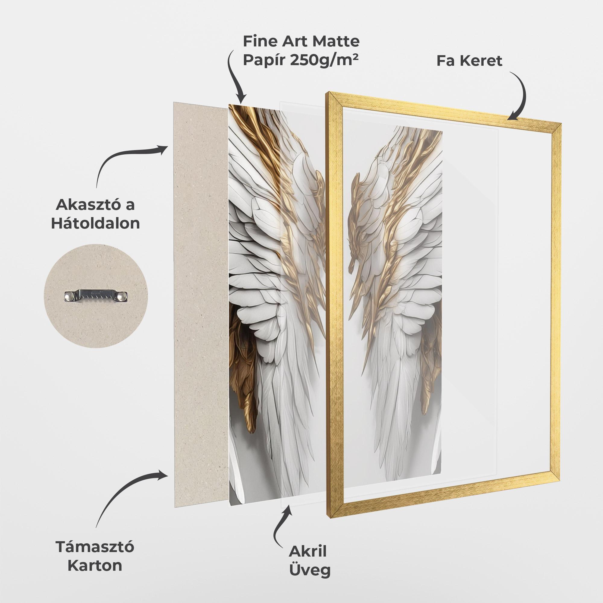 Keretezett Poszter Realistic Gold Angel Wings mockup 1