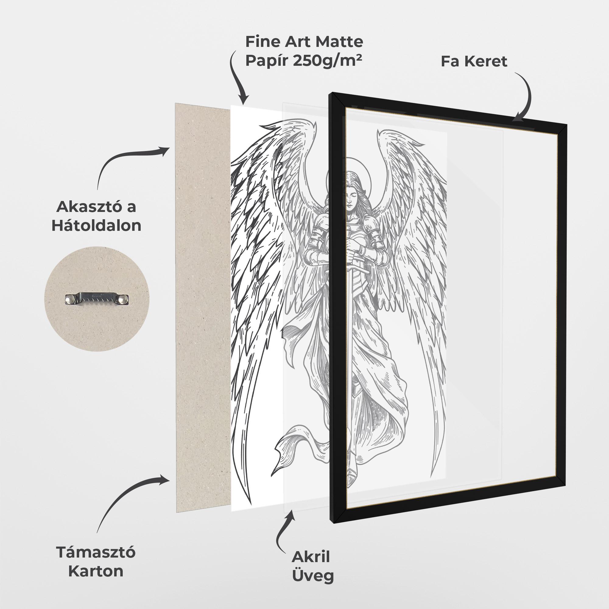 Keretezett Poszter Grey Line Angel mockup 1
