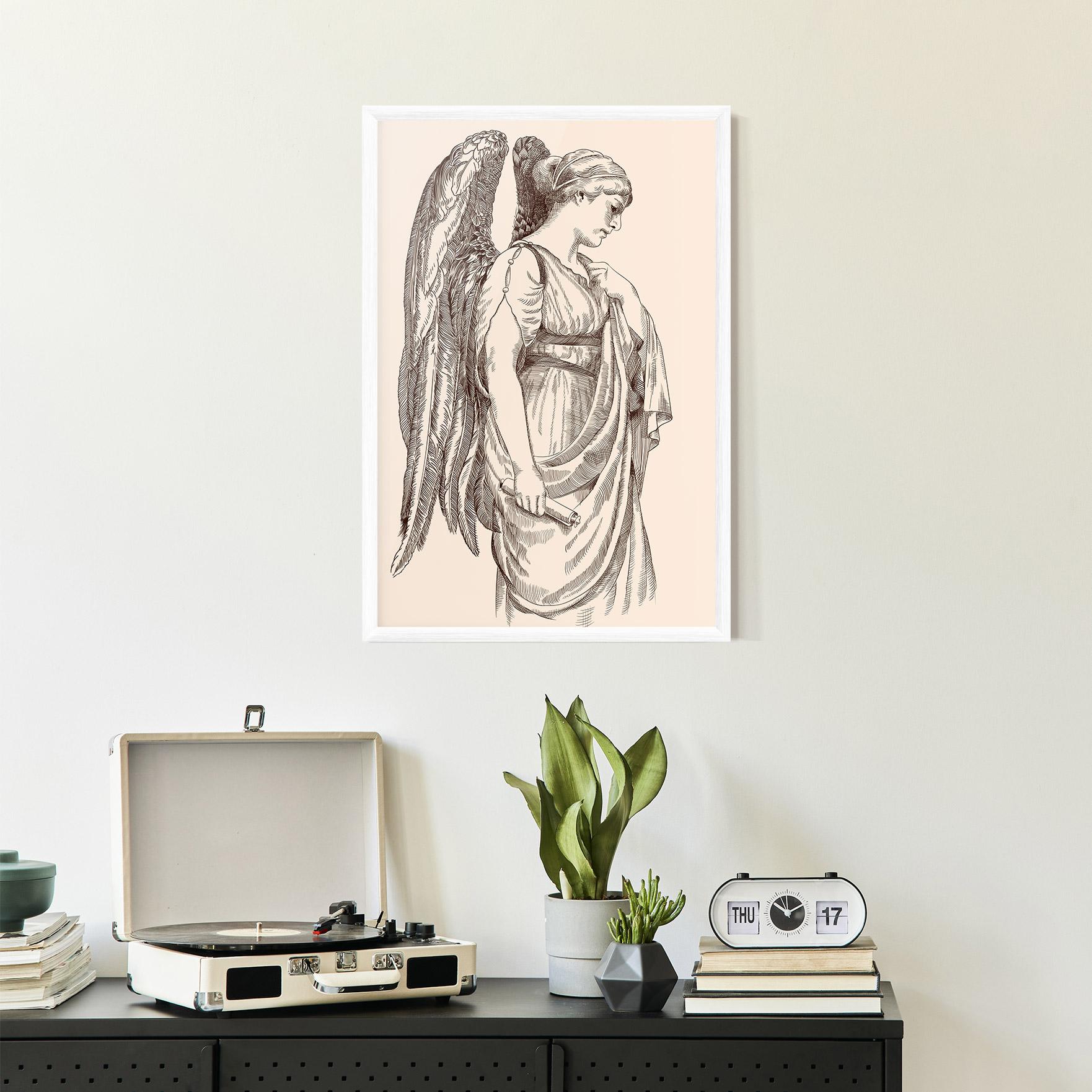 Keretezett Poszter Angel Brown Line mockup 2