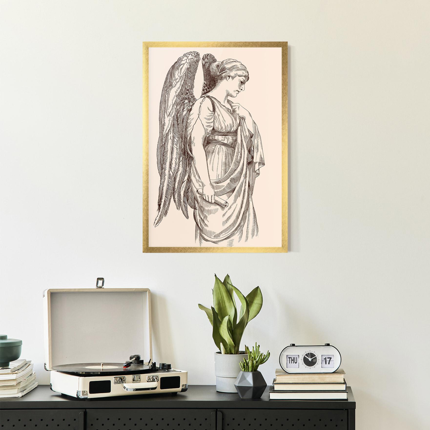 Keretezett Poszter Angel Brown Line mockup 2