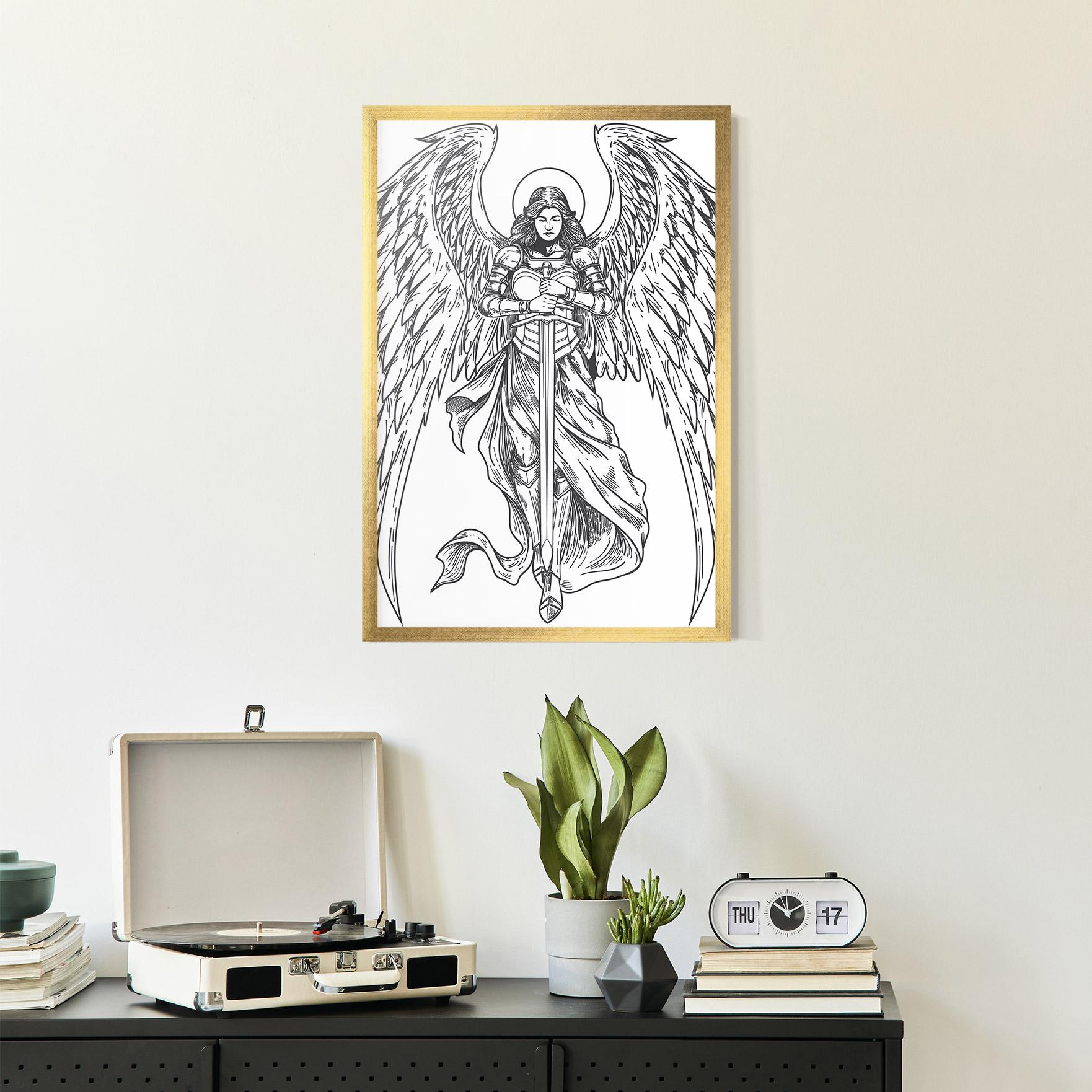 Keretezett Poszter Grey Line Angel mockup 2