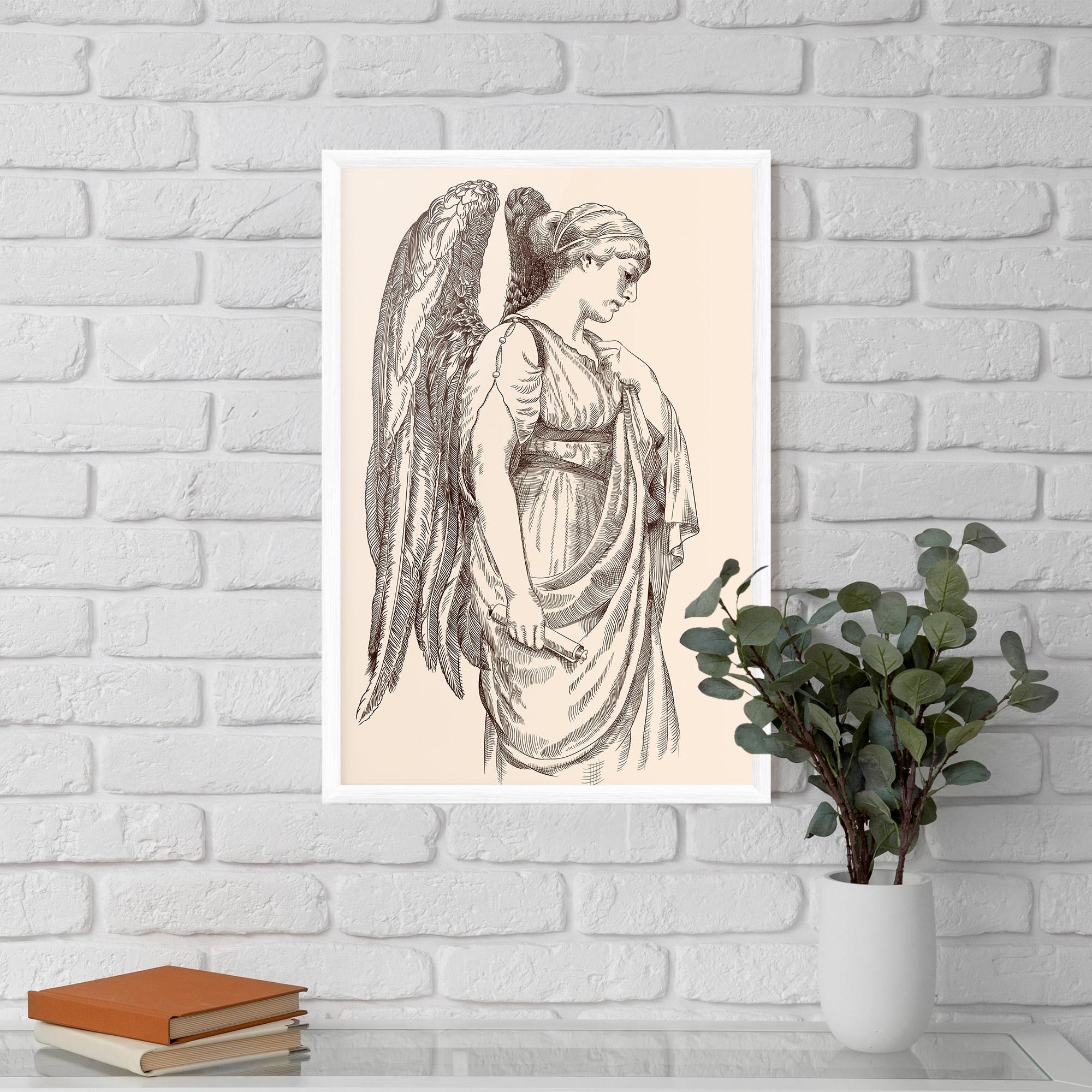 Keretezett Poszter Angel Brown Line mockup 5