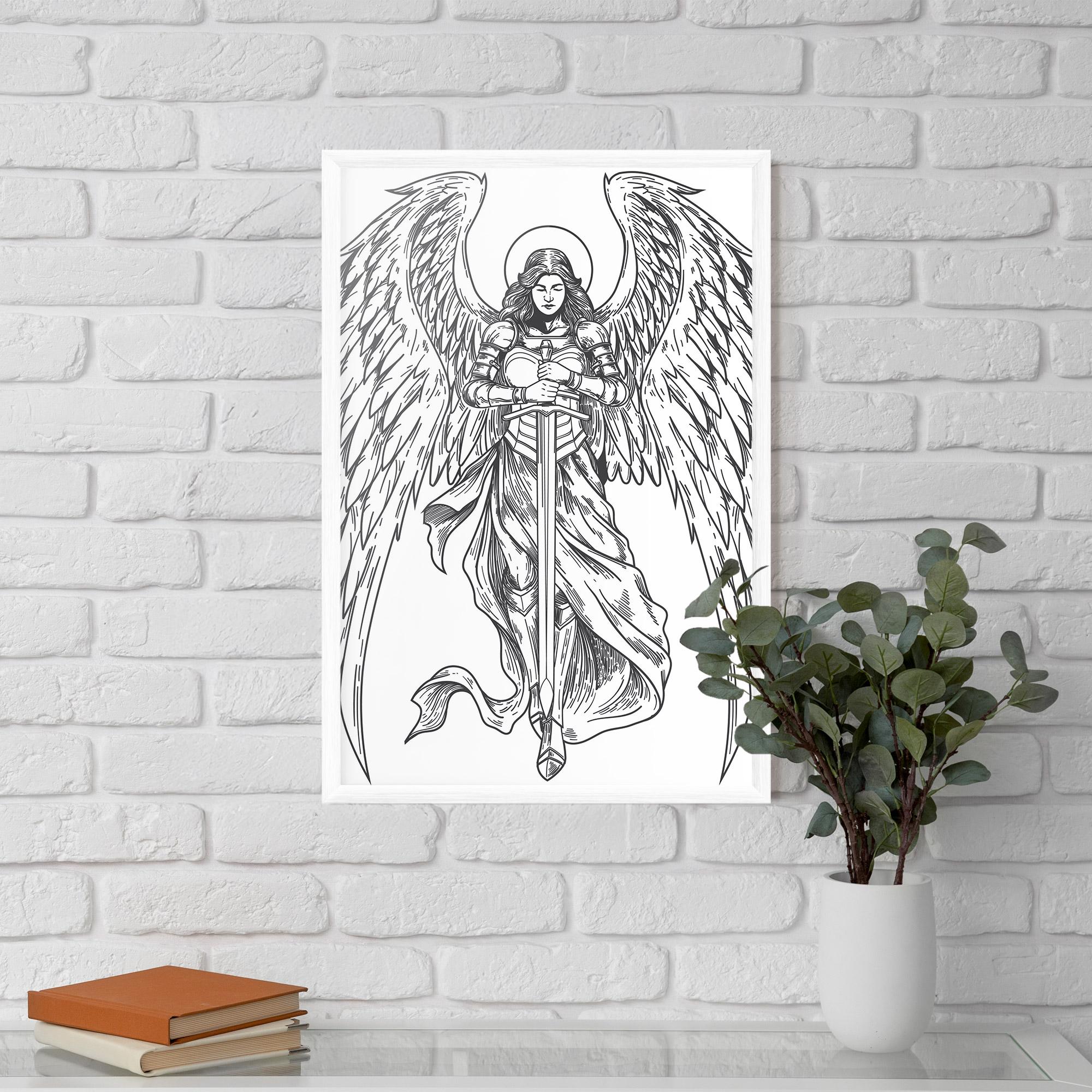 Keretezett Poszter Grey Line Angel mockup 5