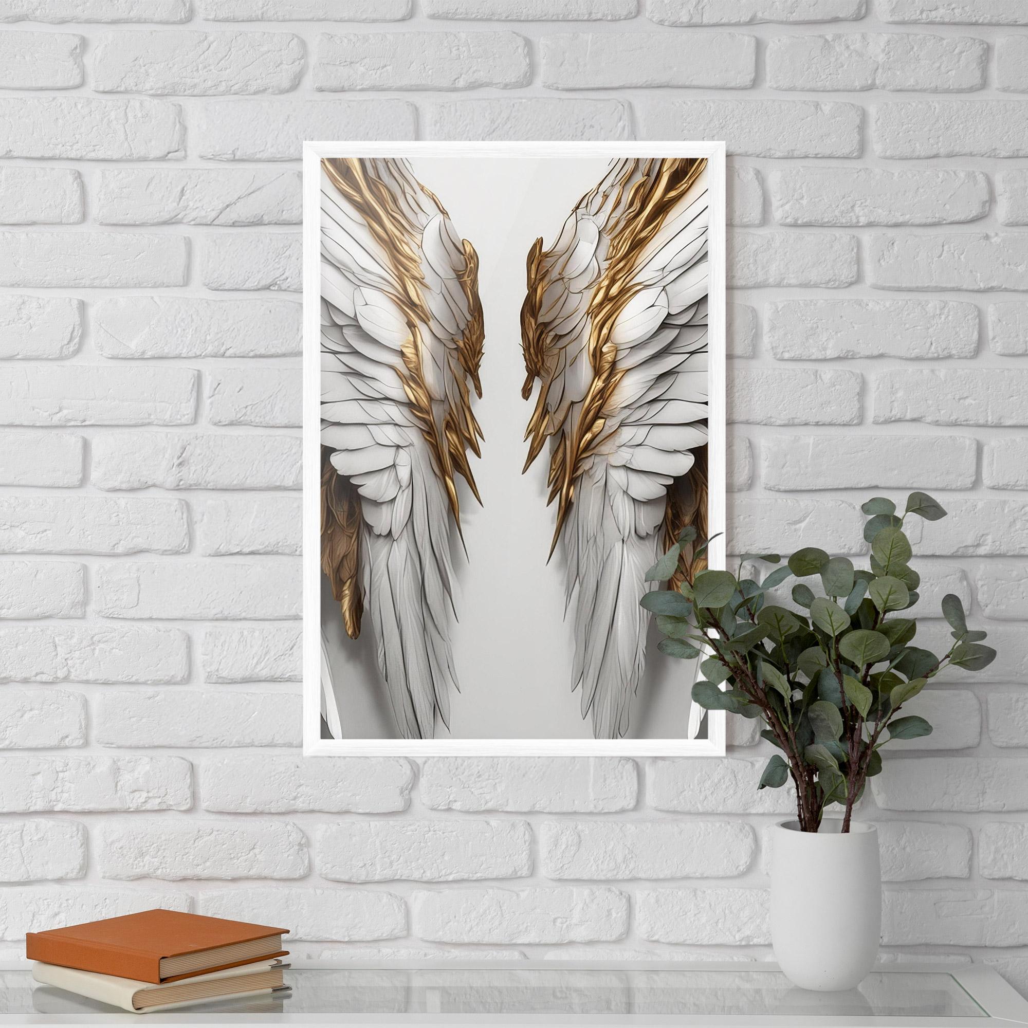 Keretezett Poszter Realistic Gold Angel Wings mockup 5