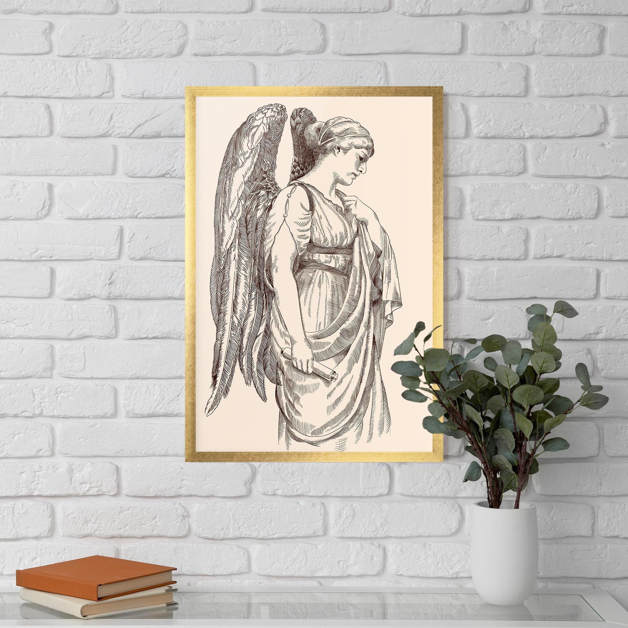 Keretezett Poszter Angel Brown Line mockup 5