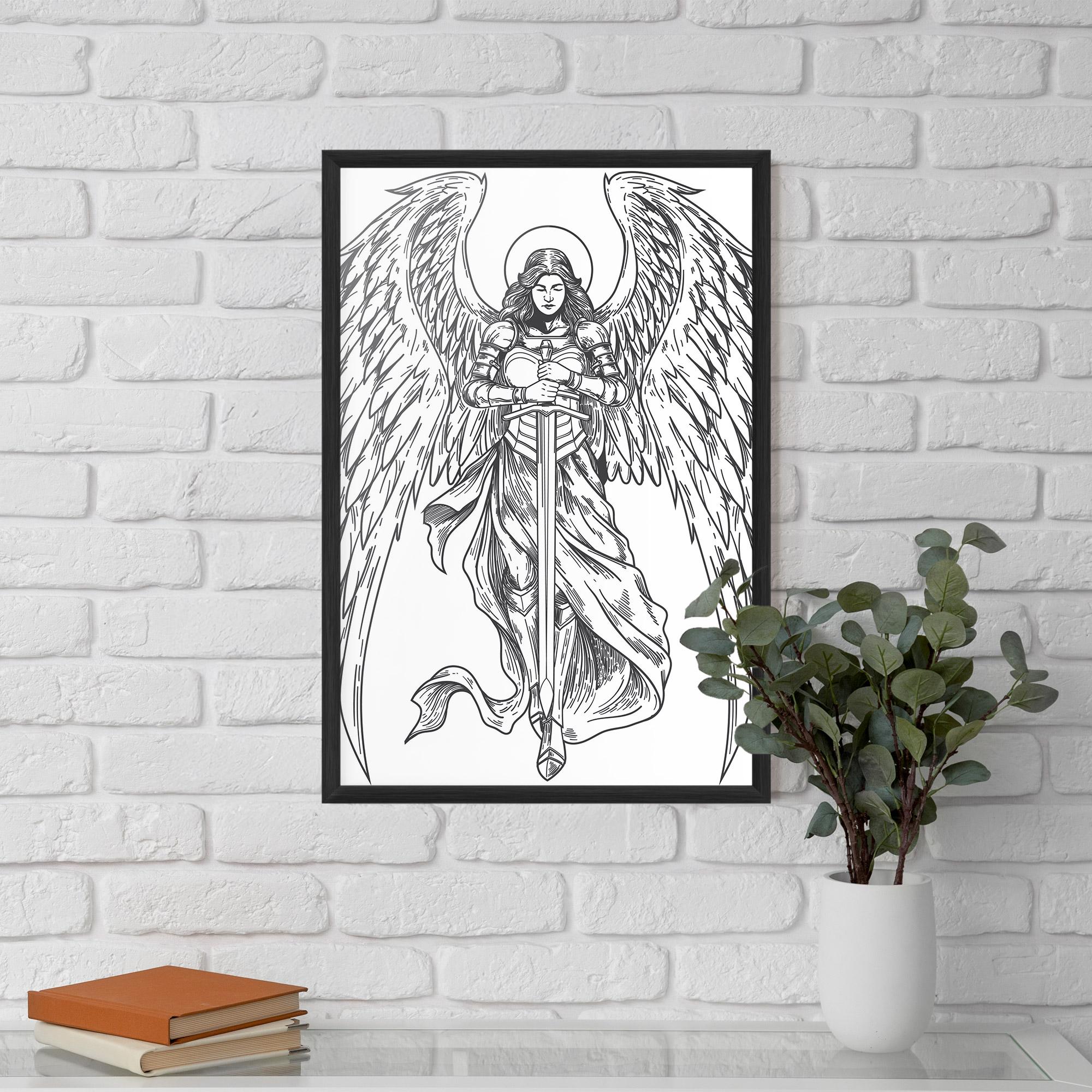 Keretezett Poszter Grey Line Angel mockup 5