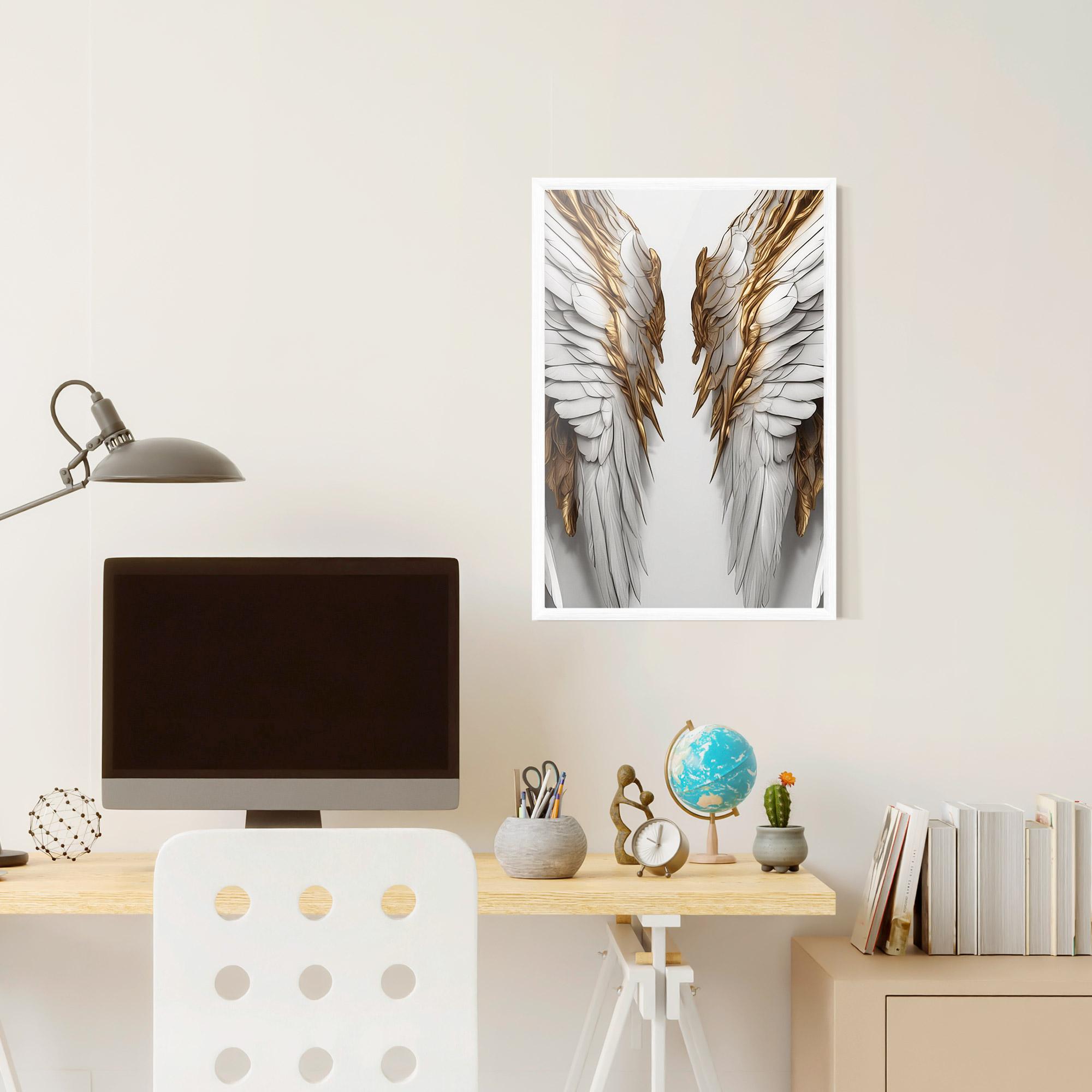 Keretezett Poszter Realistic Gold Angel Wings mockup 6