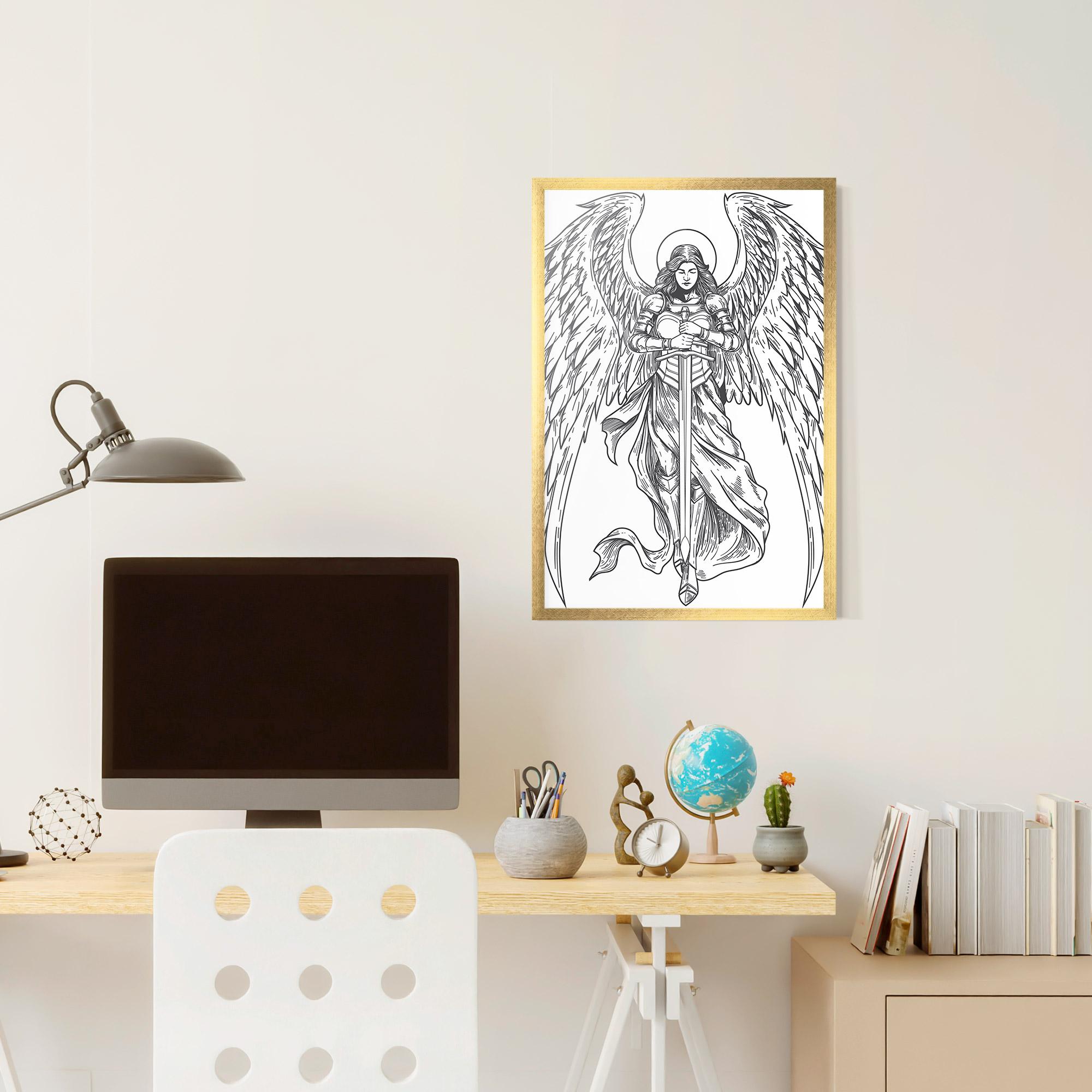 Keretezett Poszter Grey Line Angel mockup 6