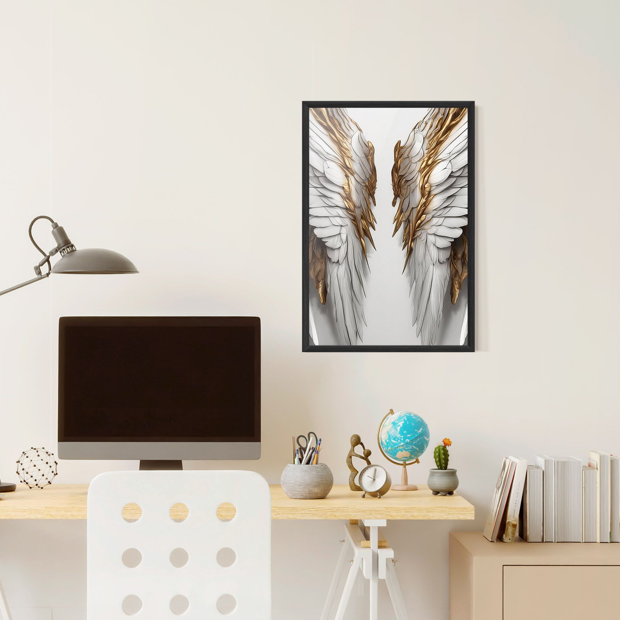 Realistic Gold Angel Wings mockup 6
