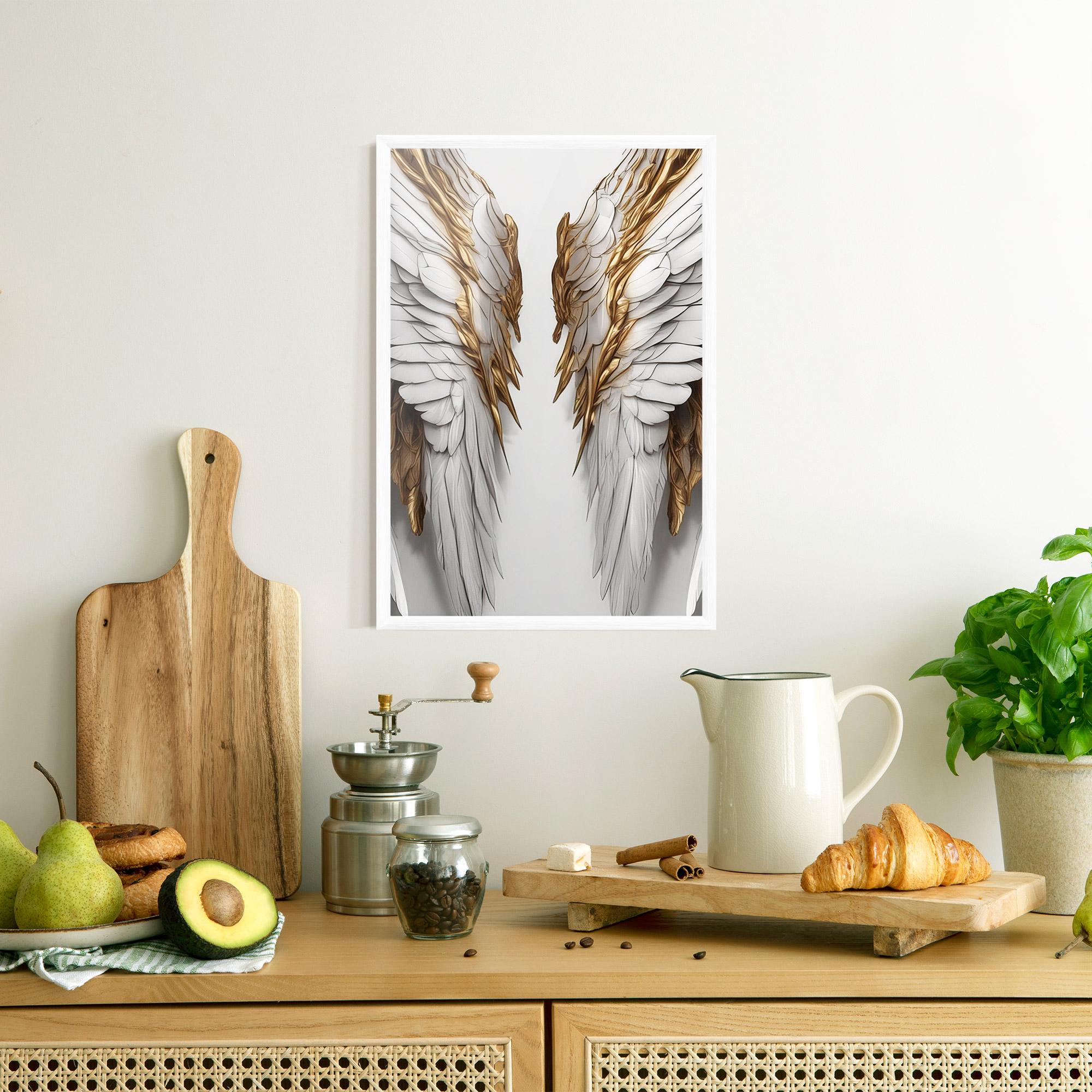 Keretezett Poszter Realistic Gold Angel Wings mockup 8