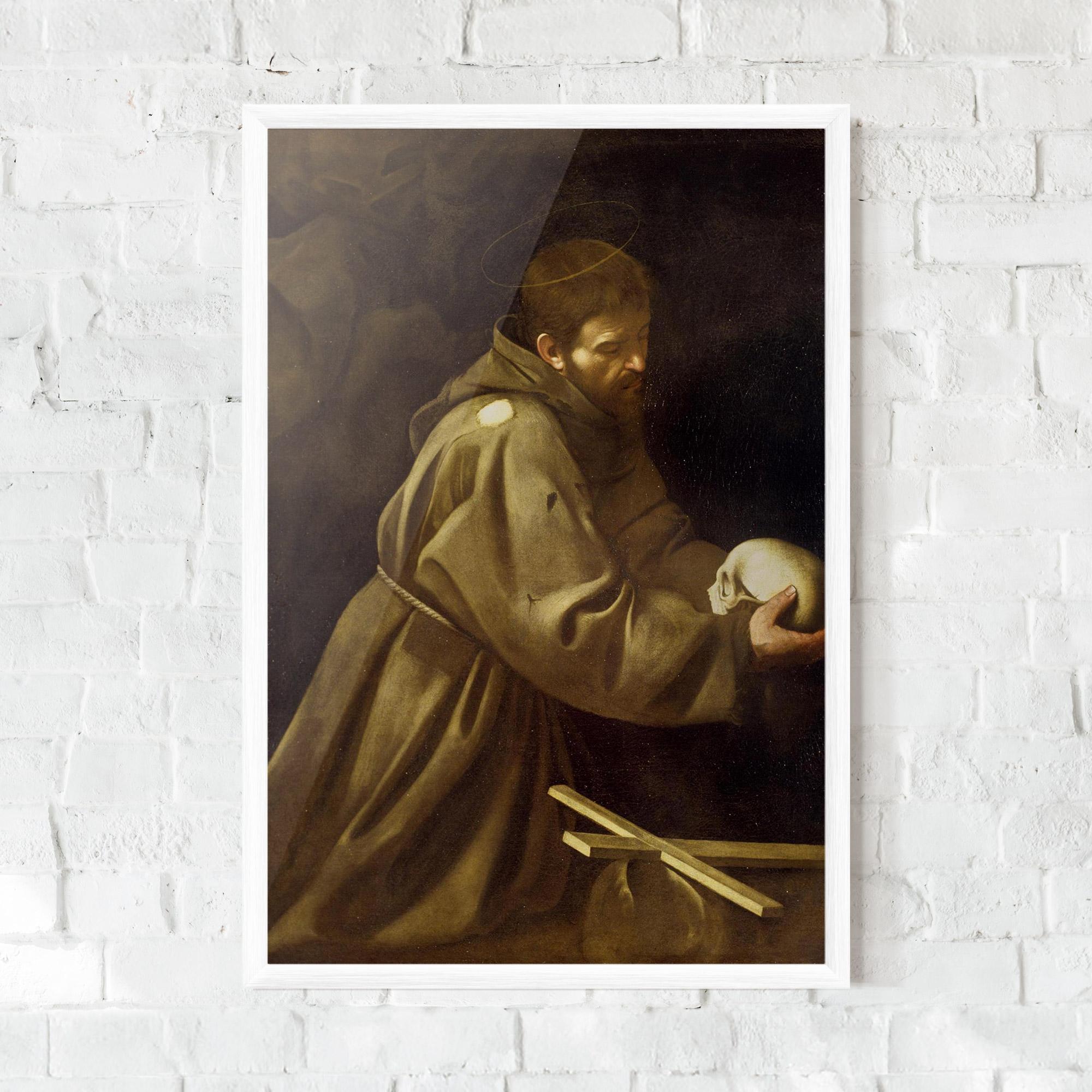 Keretezett Poszter Caravaggio Francis Prayer mockup 0