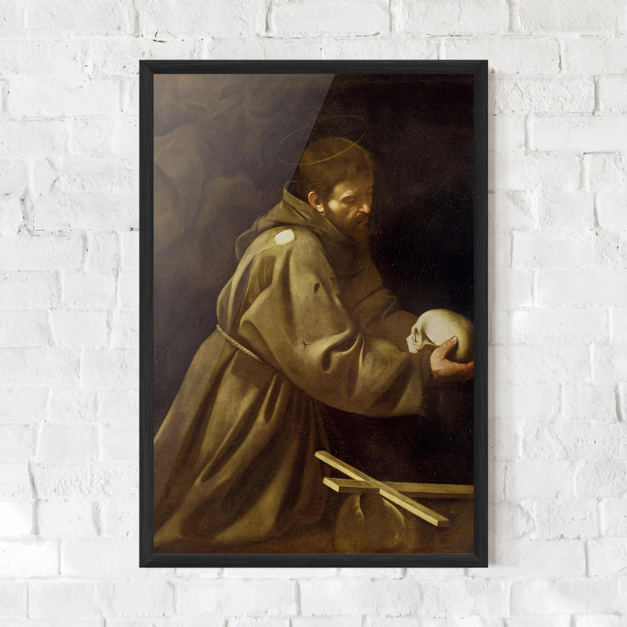 Keretezett Poszter Caravaggio Francis Prayer mockup 0
