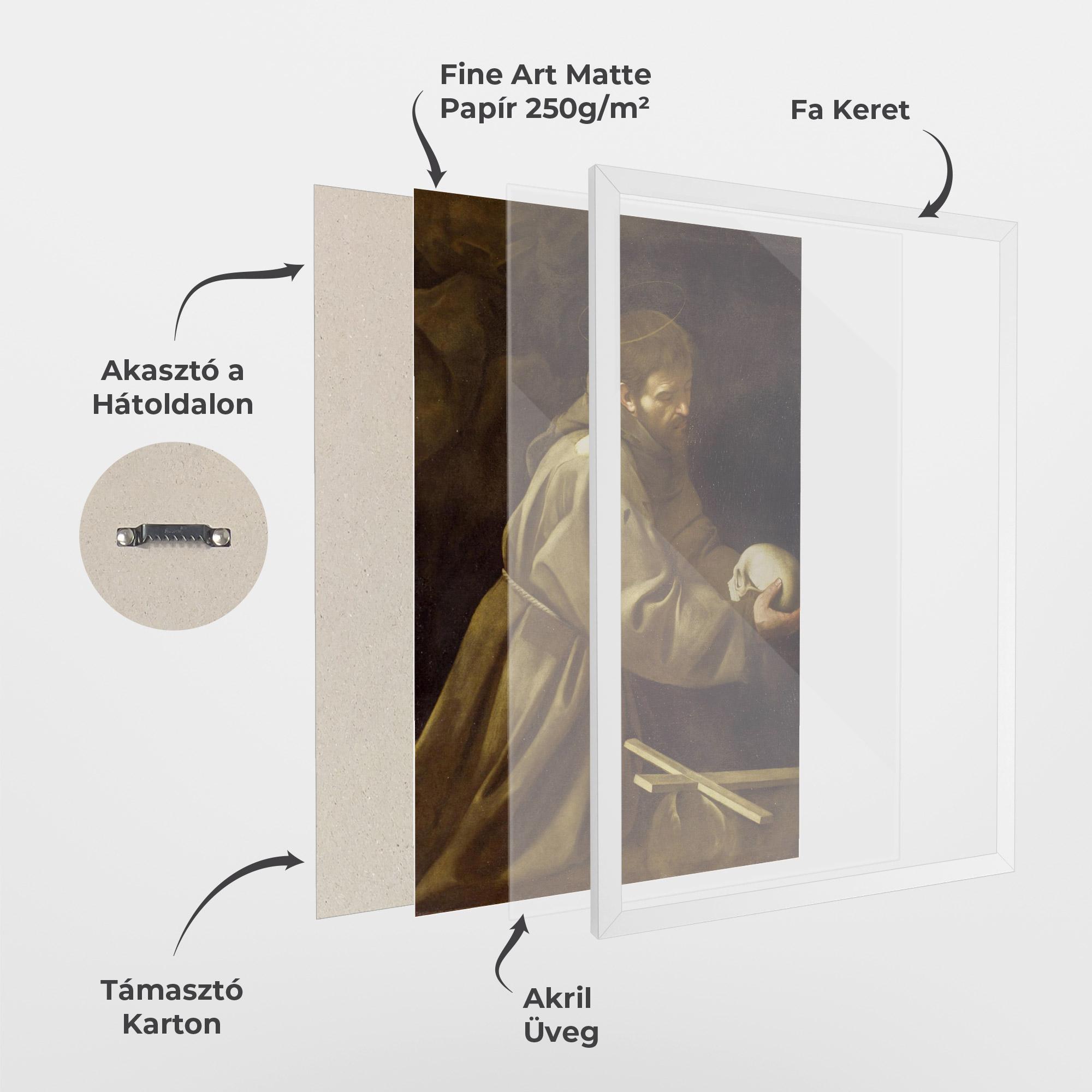 Keretezett Poszter Caravaggio Francis Prayer mockup 1
