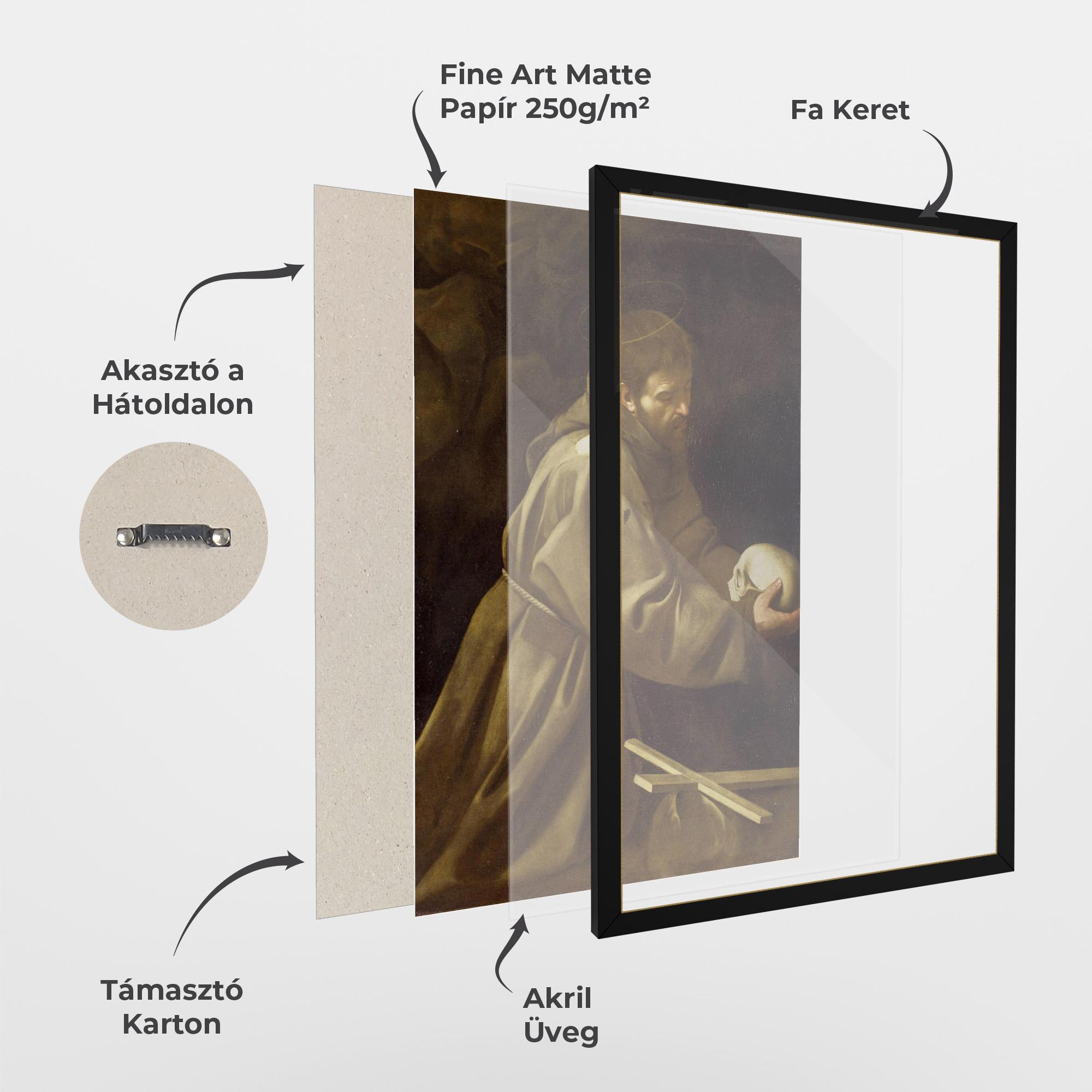 Keretezett Poszter Caravaggio Francis Prayer mockup 1