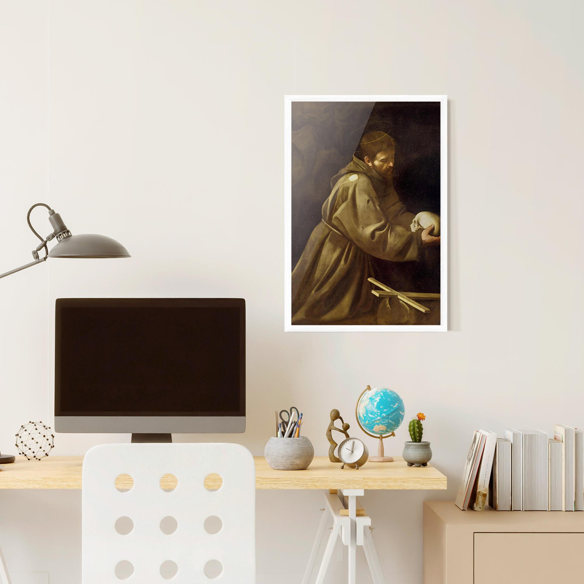 Keretezett Poszter Caravaggio Francis Prayer mockup 6