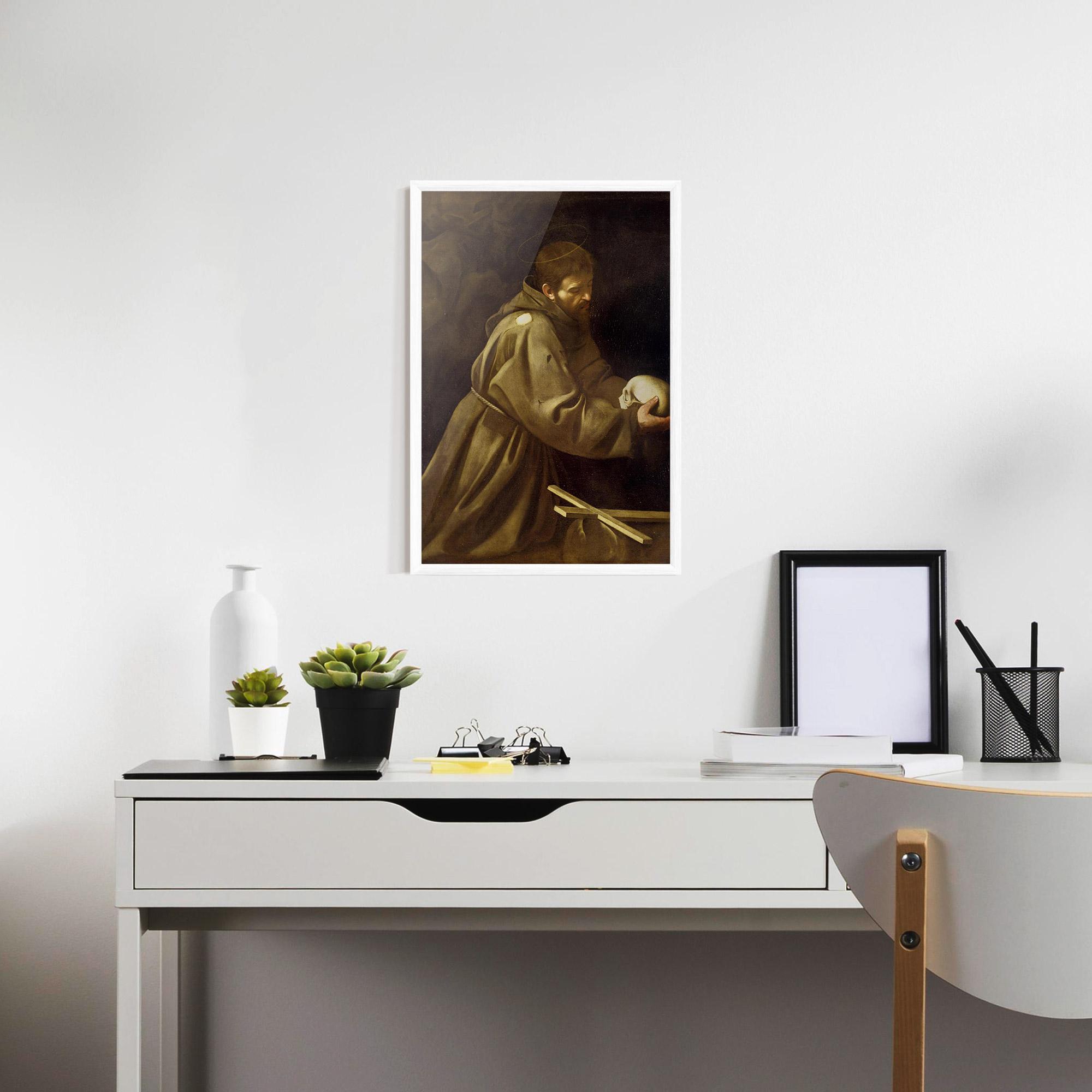 Keretezett Poszter Caravaggio Francis Prayer mockup 7
