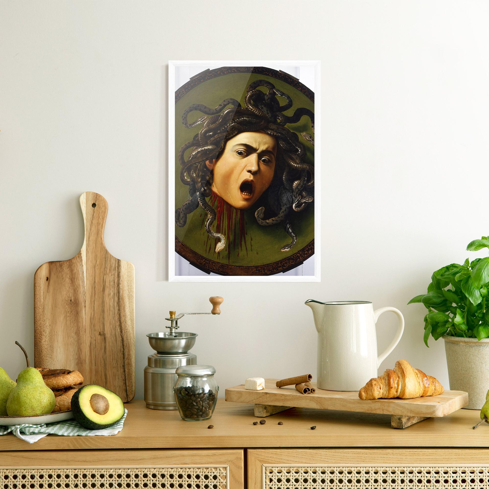 Keretezett Poszter Caravaggio Medusa mockup 8