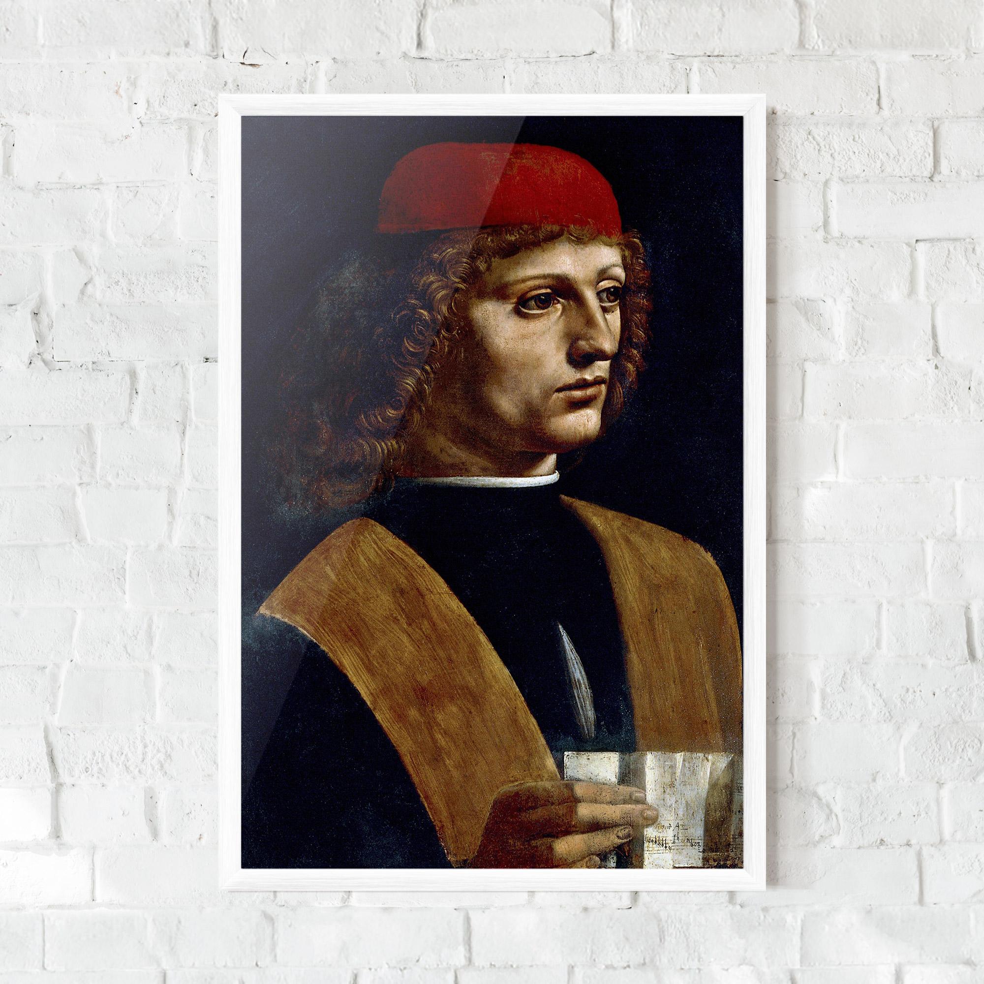 Keretezett Poszter Leonardo Da Vinci's The Portrait Of A Musician mockup 0