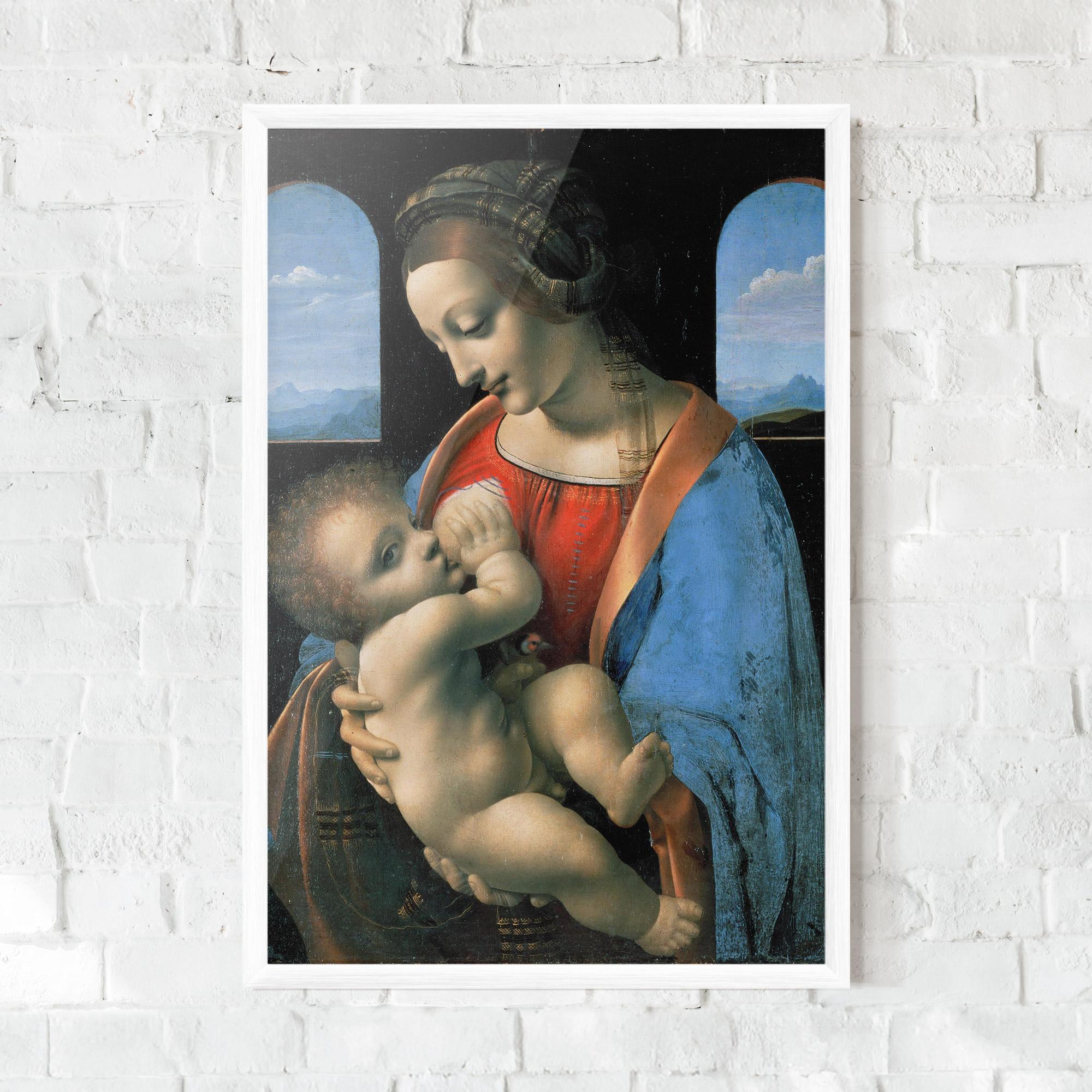 Keretezett Poszter Leonardo Da Vinci Attributed Madonna Litta mockup 0