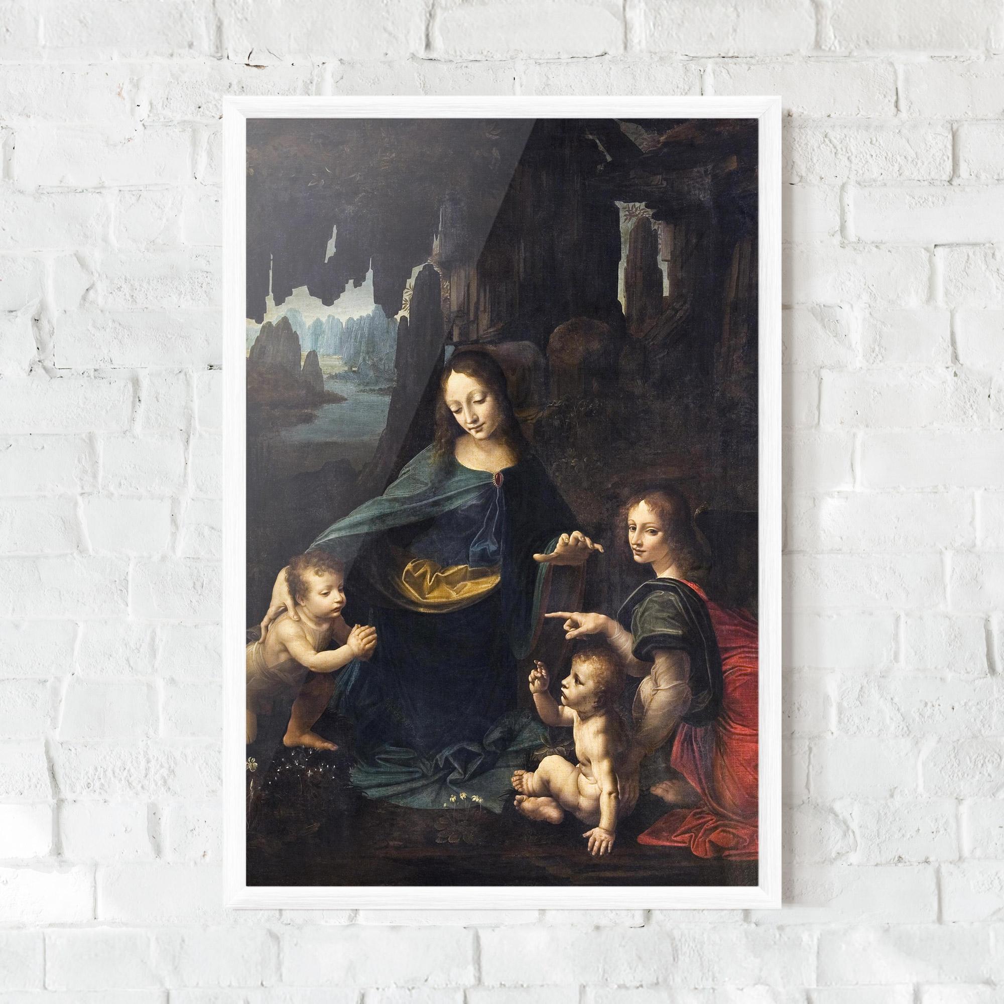 Keretezett Poszter The Virgin Of The Rocks Leonardo Da Vinci mockup 0