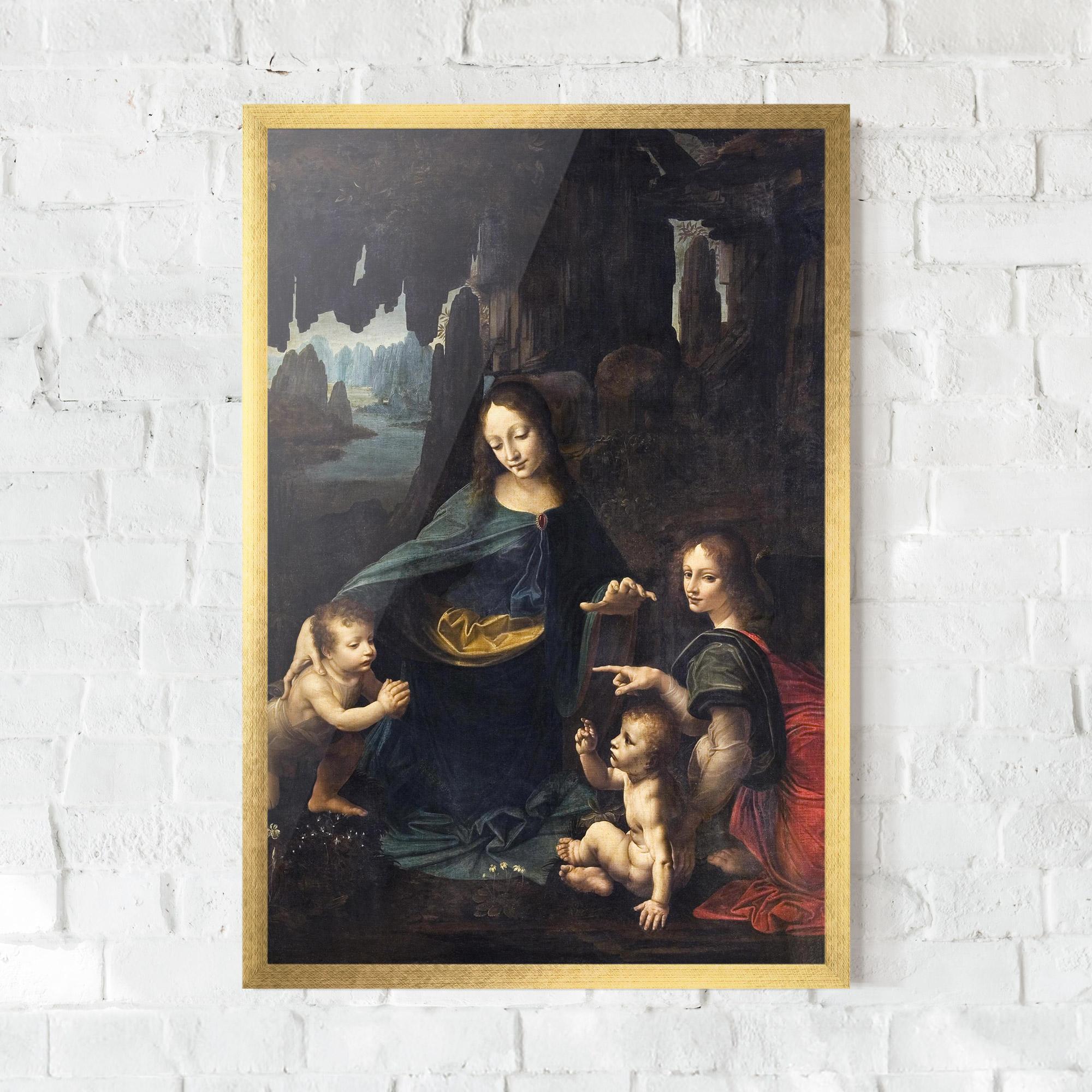 Keretezett Poszter The Virgin Of The Rocks Leonardo Da Vinci mockup 0