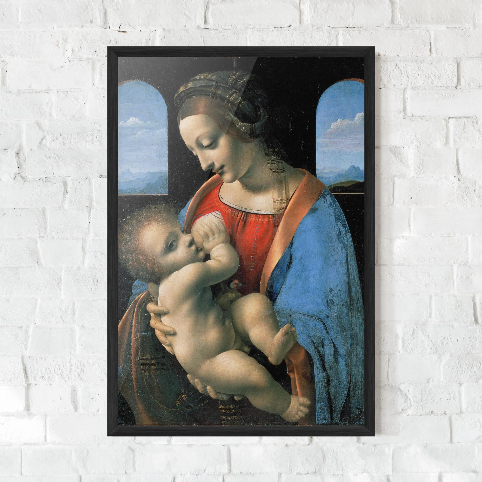 Keretezett Poszter Leonardo Da Vinci Attributed Madonna Litta mockup 0
