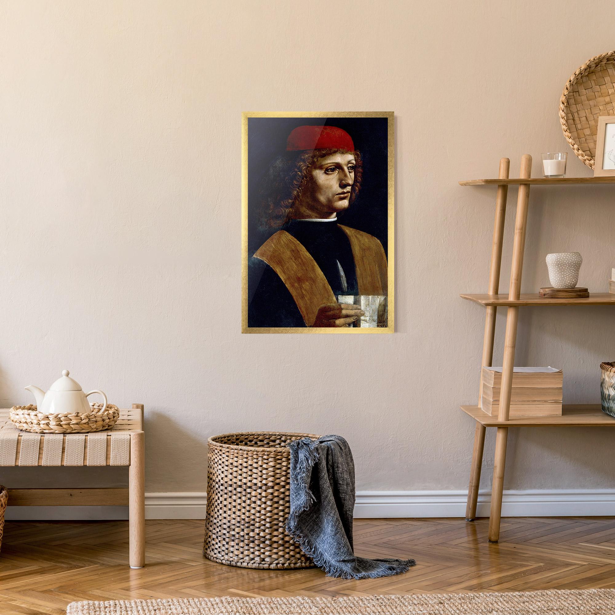 Keretezett Poszter Leonardo Da Vinci's The Portrait Of A Musician mockup 9