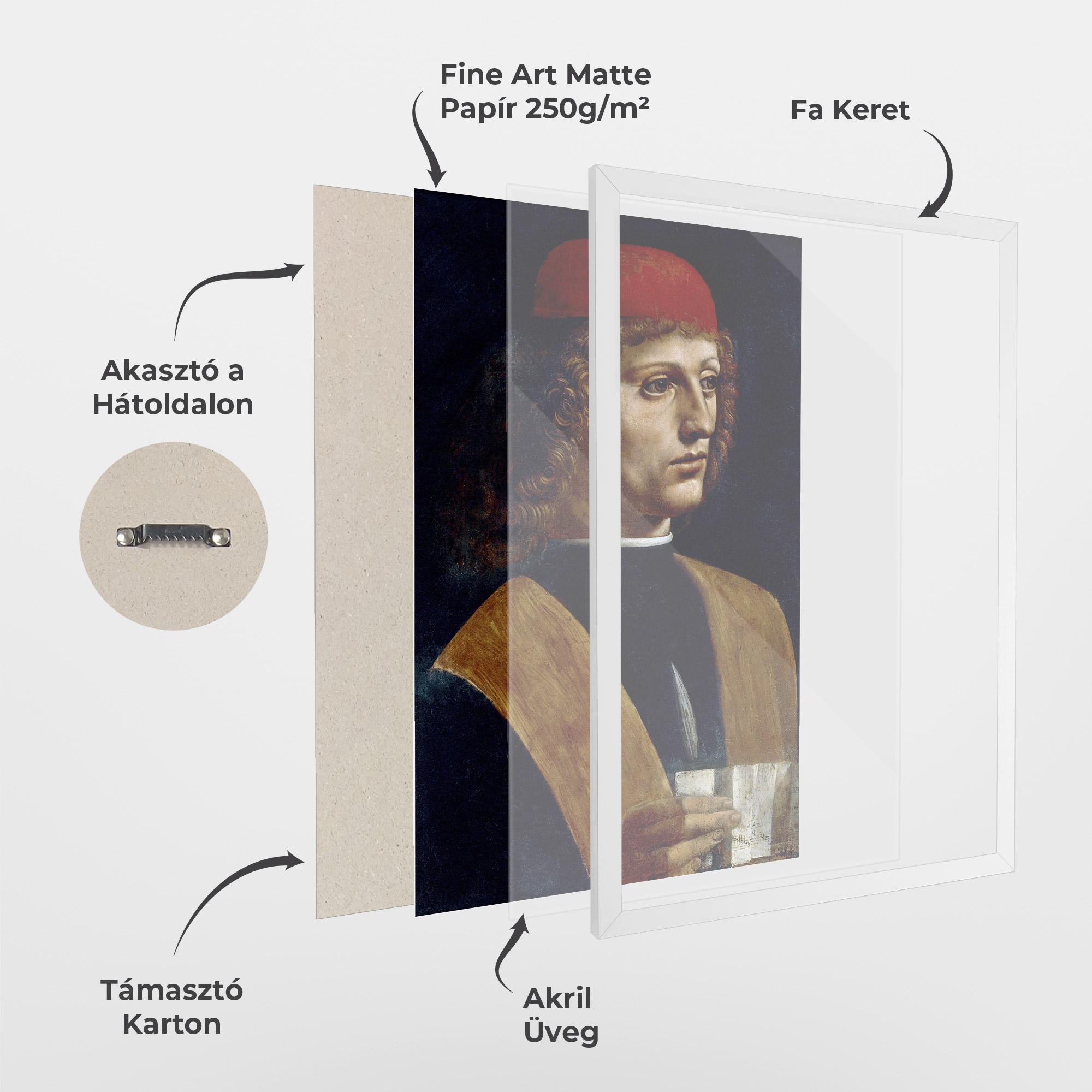 Keretezett Poszter Leonardo Da Vinci's The Portrait Of A Musician mockup 1