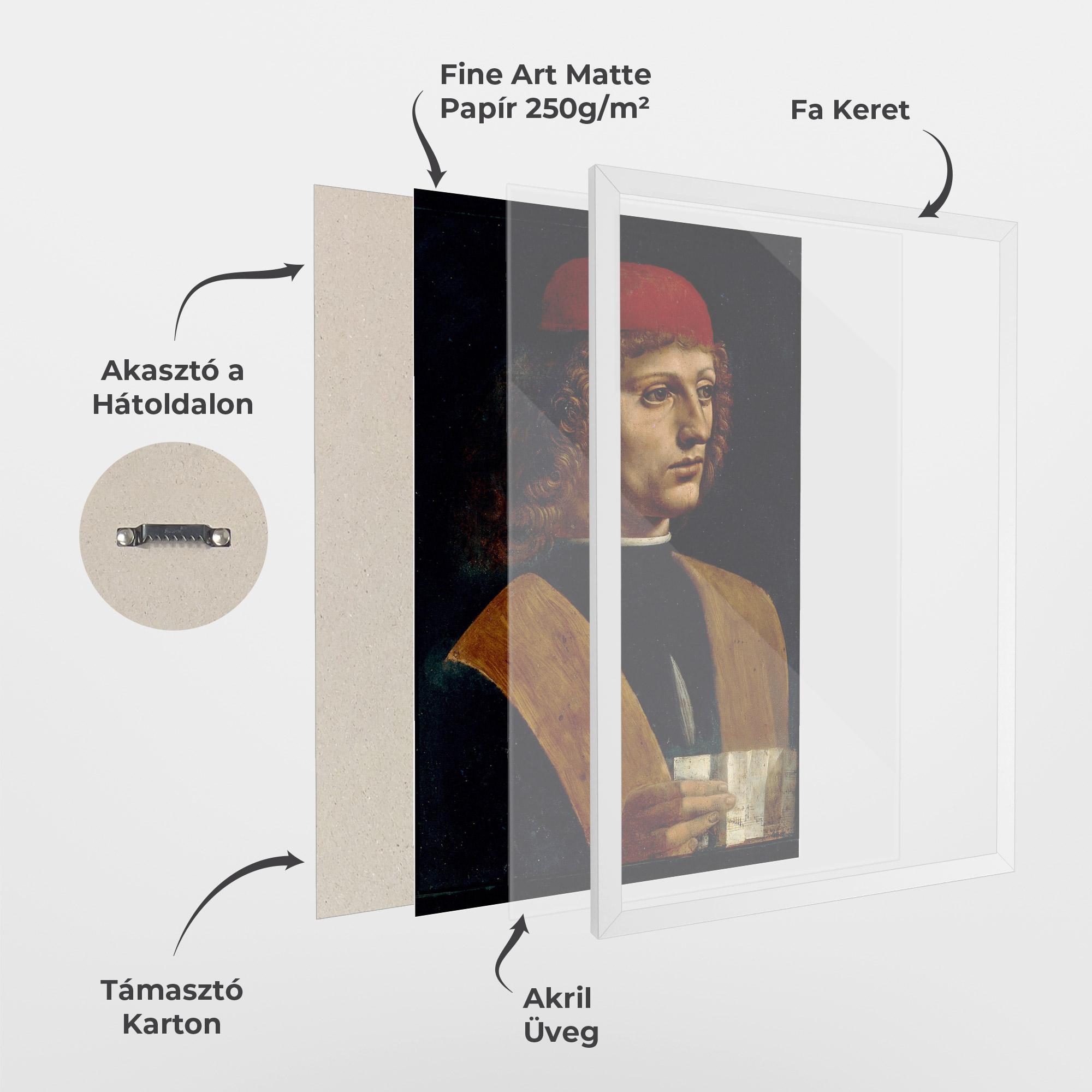Keretezett Poszter Leonardo Da Vinci Portrait Of A Musician Pinacoteca Ambrosiana mockup 1