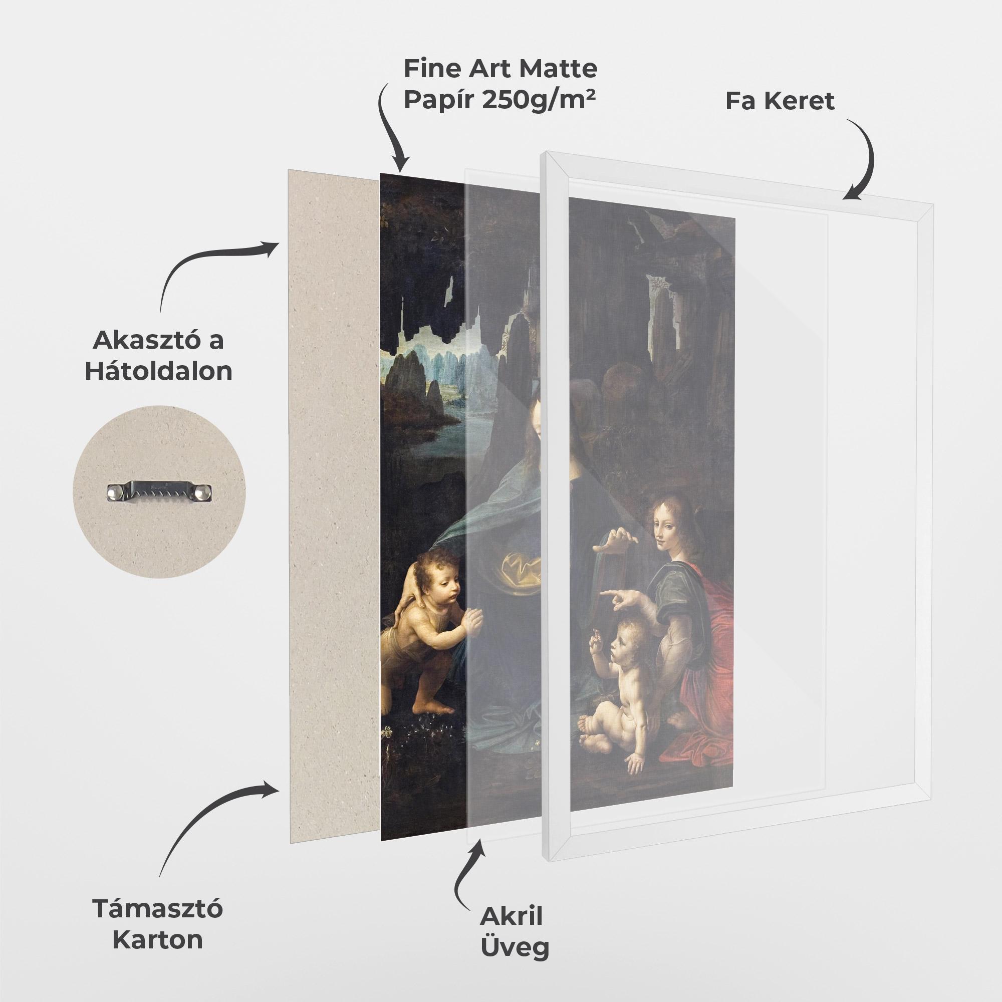 Keretezett Poszter The Virgin Of The Rocks Leonardo Da Vinci mockup 1