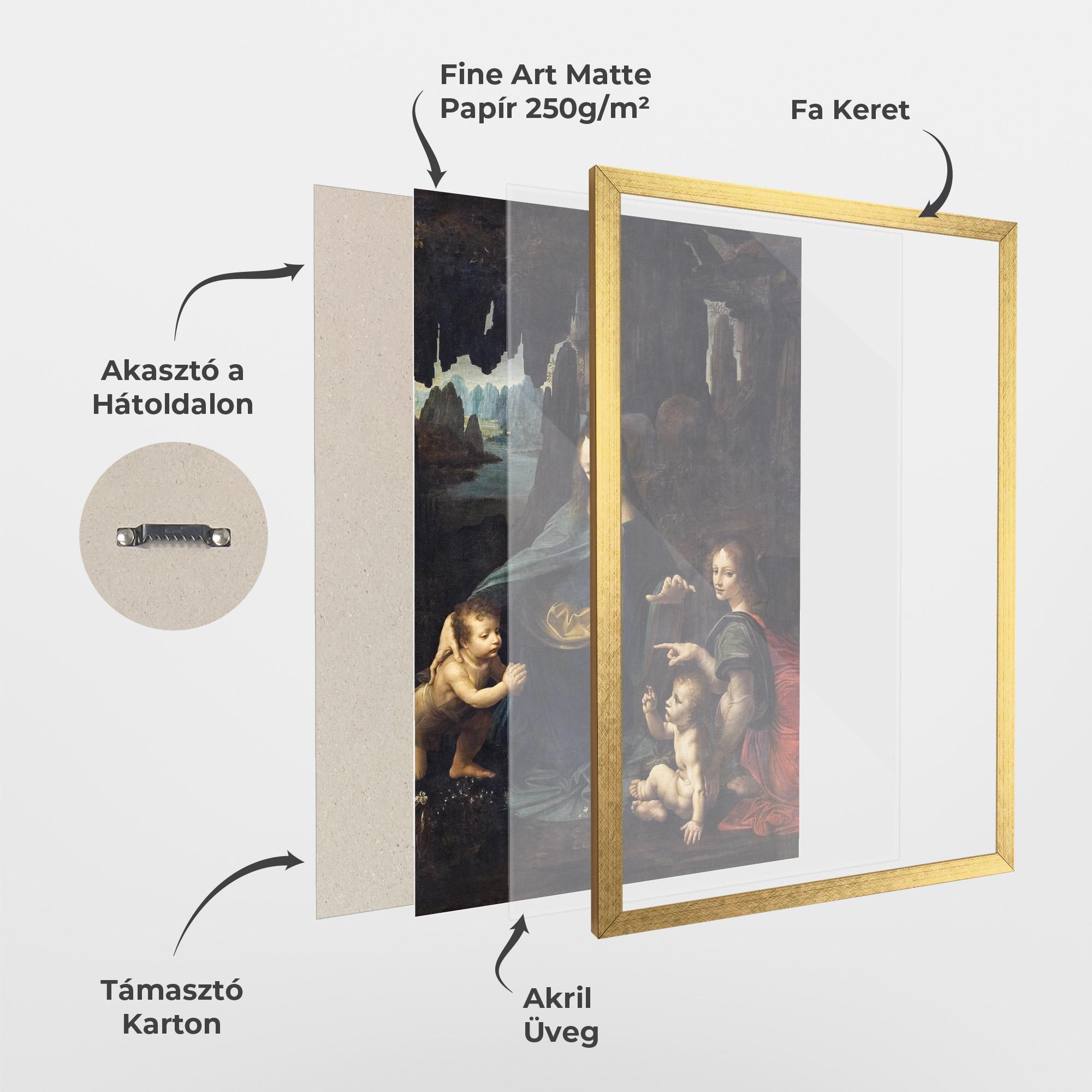 Keretezett Poszter The Virgin Of The Rocks Leonardo Da Vinci mockup 1