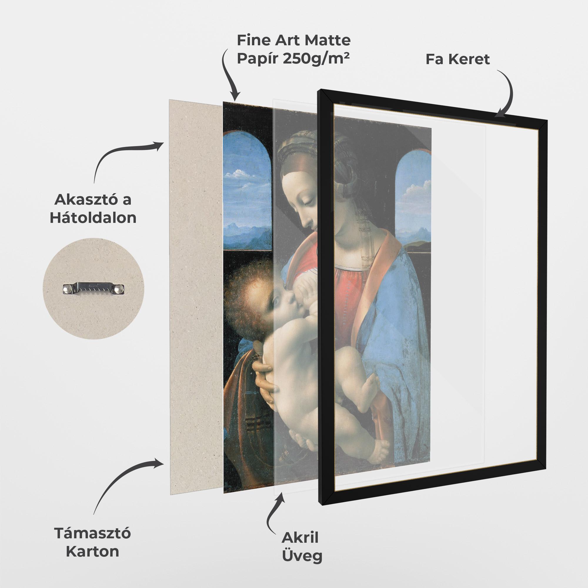 Keretezett Poszter Leonardo Da Vinci Attributed Madonna Litta mockup 1