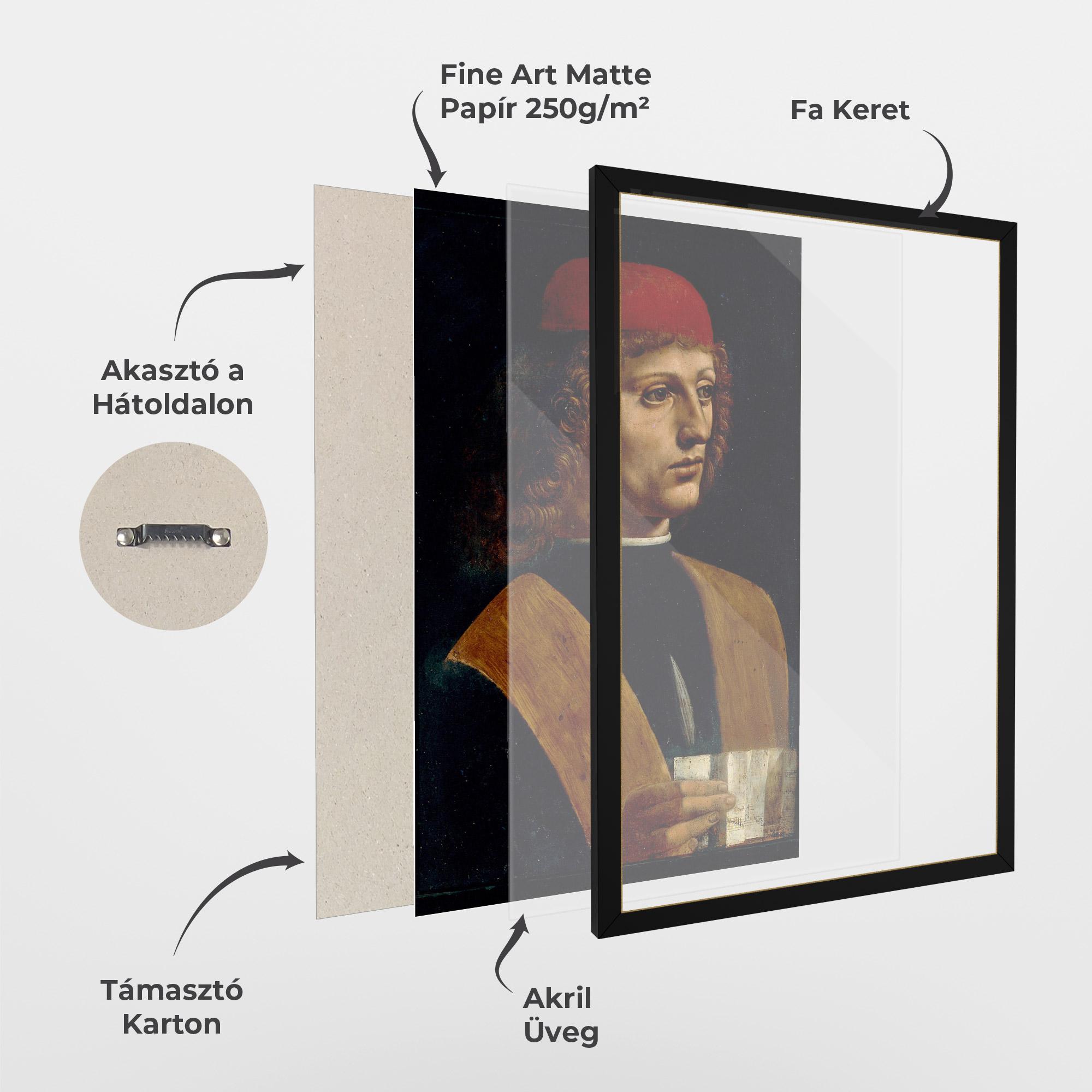Keretezett Poszter Leonardo Da Vinci Portrait Of A Musician Pinacoteca Ambrosiana mockup 1
