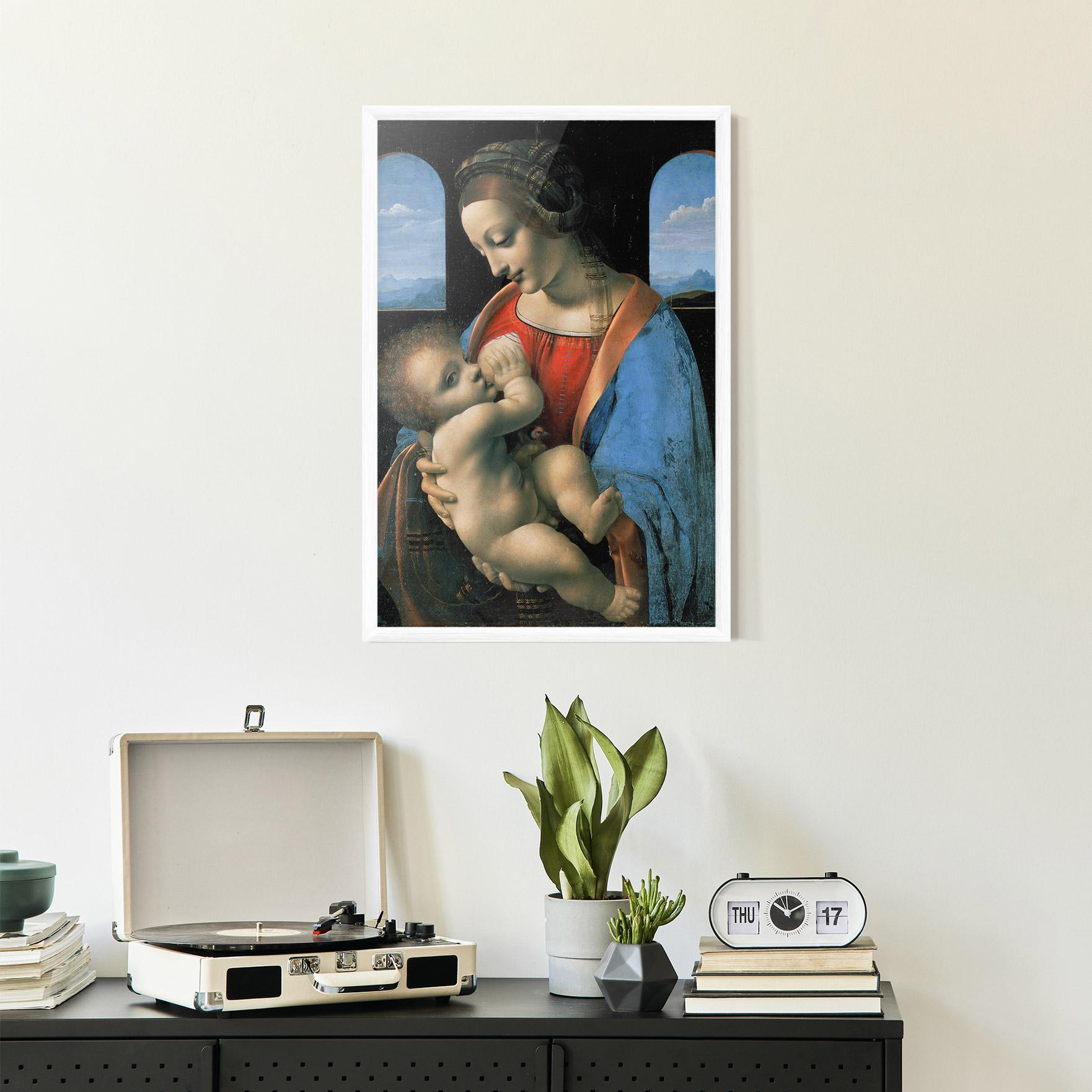 Keretezett Poszter Leonardo Da Vinci Attributed Madonna Litta mockup 2